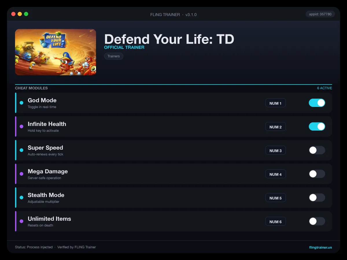 Defend Your Life: TD Trainer interface