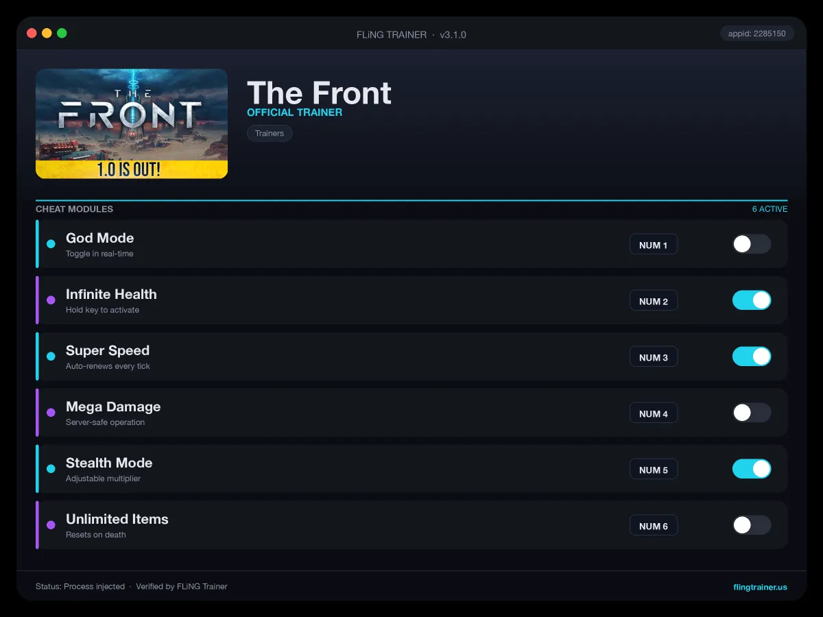 The Front Trainer interface