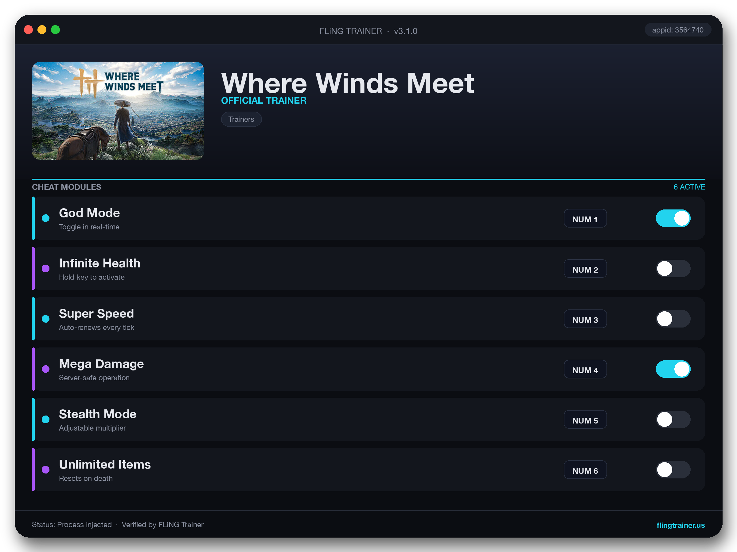 Where Winds Meet Trainer interface