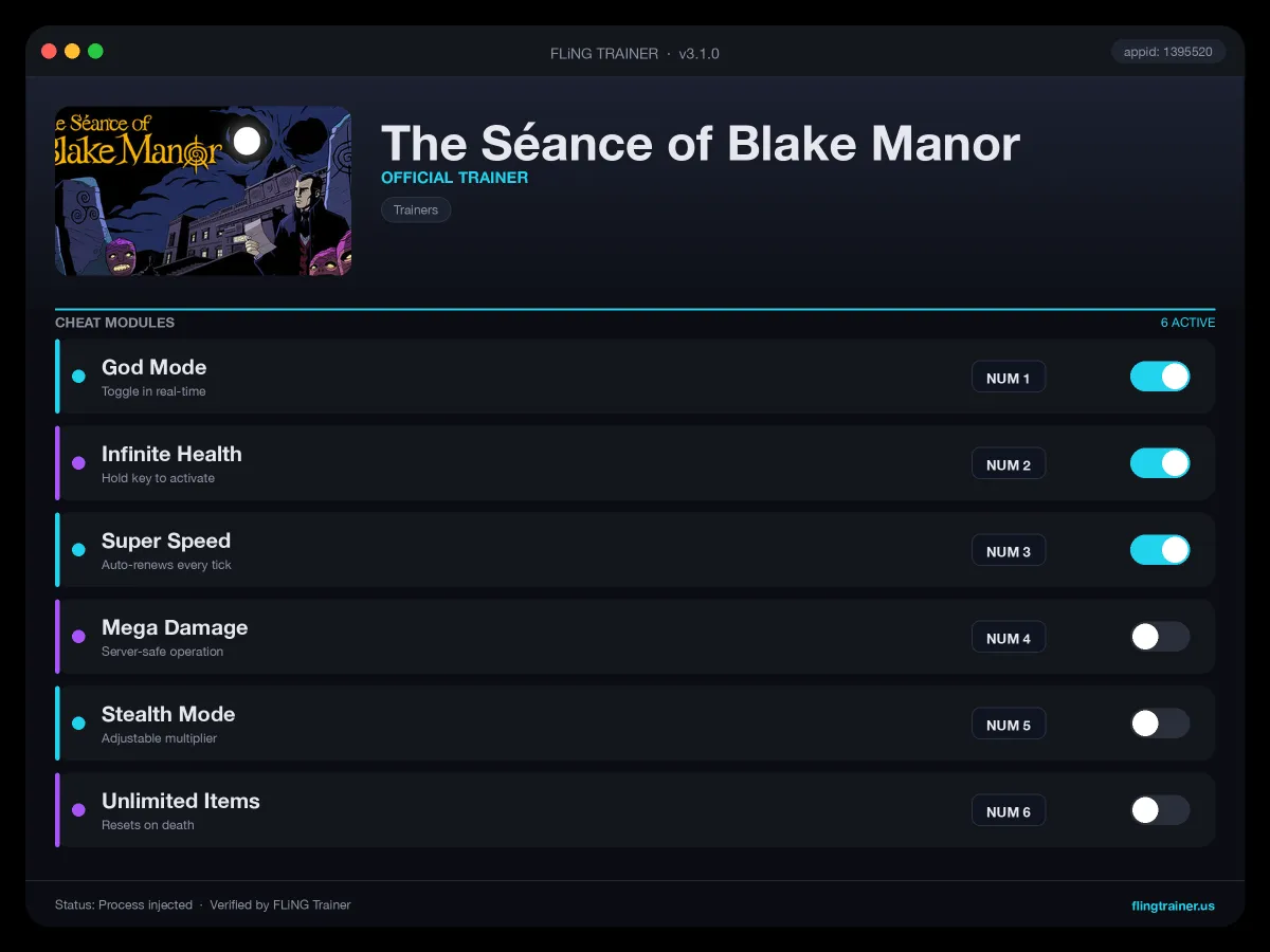 The Séance of Blake Manor Trainer interface