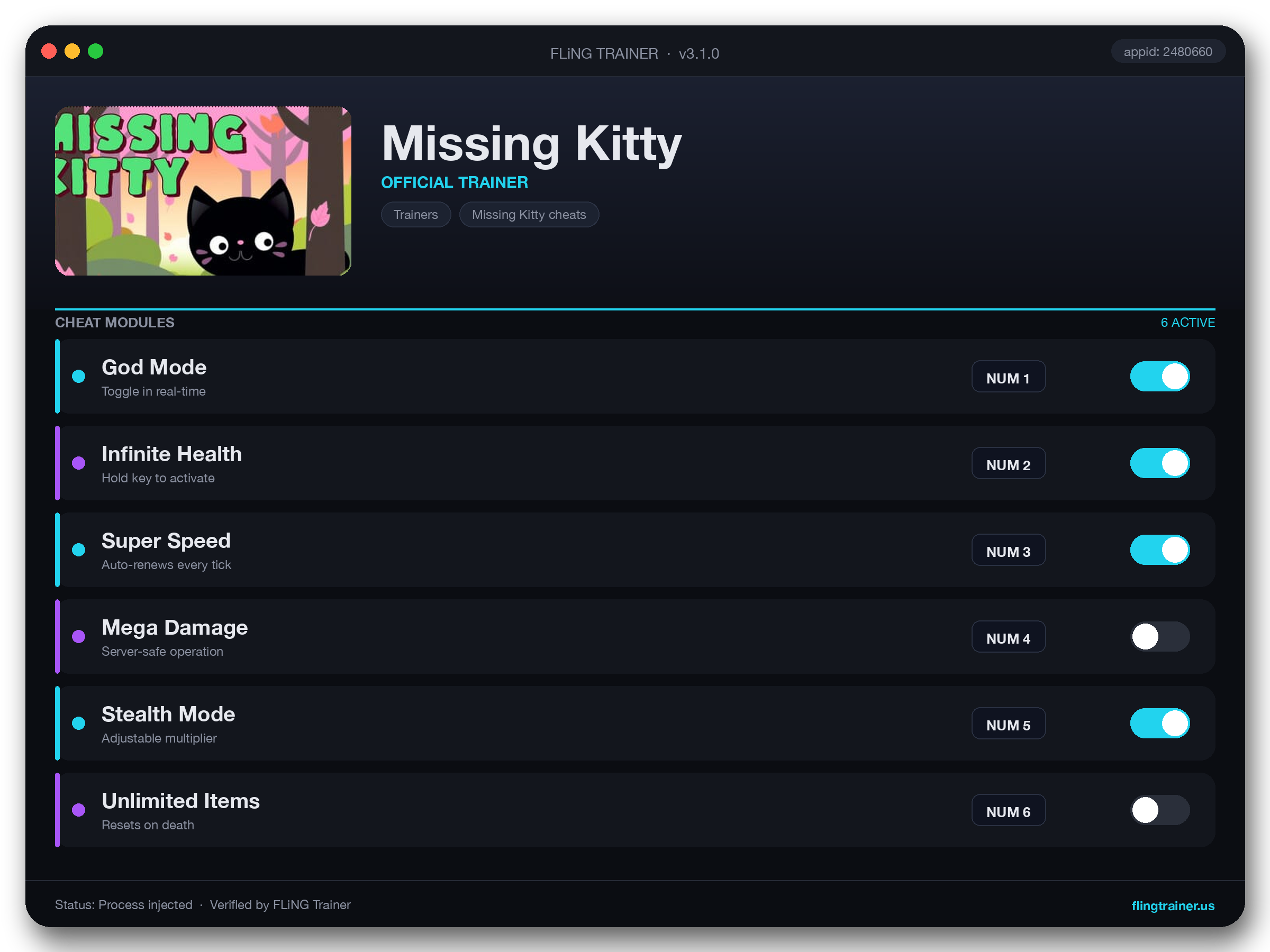 Missing Kitty Trainer interface