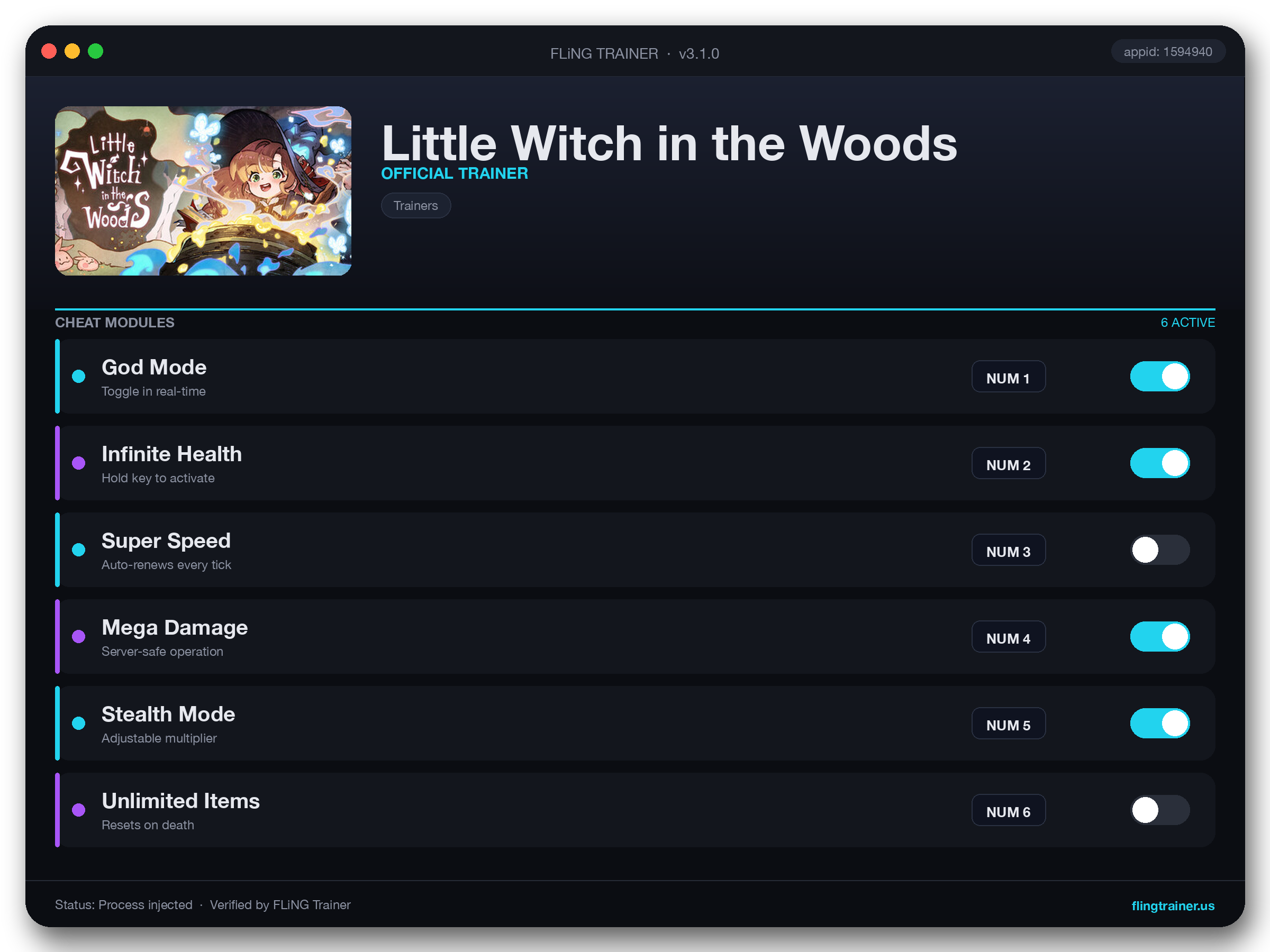 Little Witch in the Woods Trainer interface