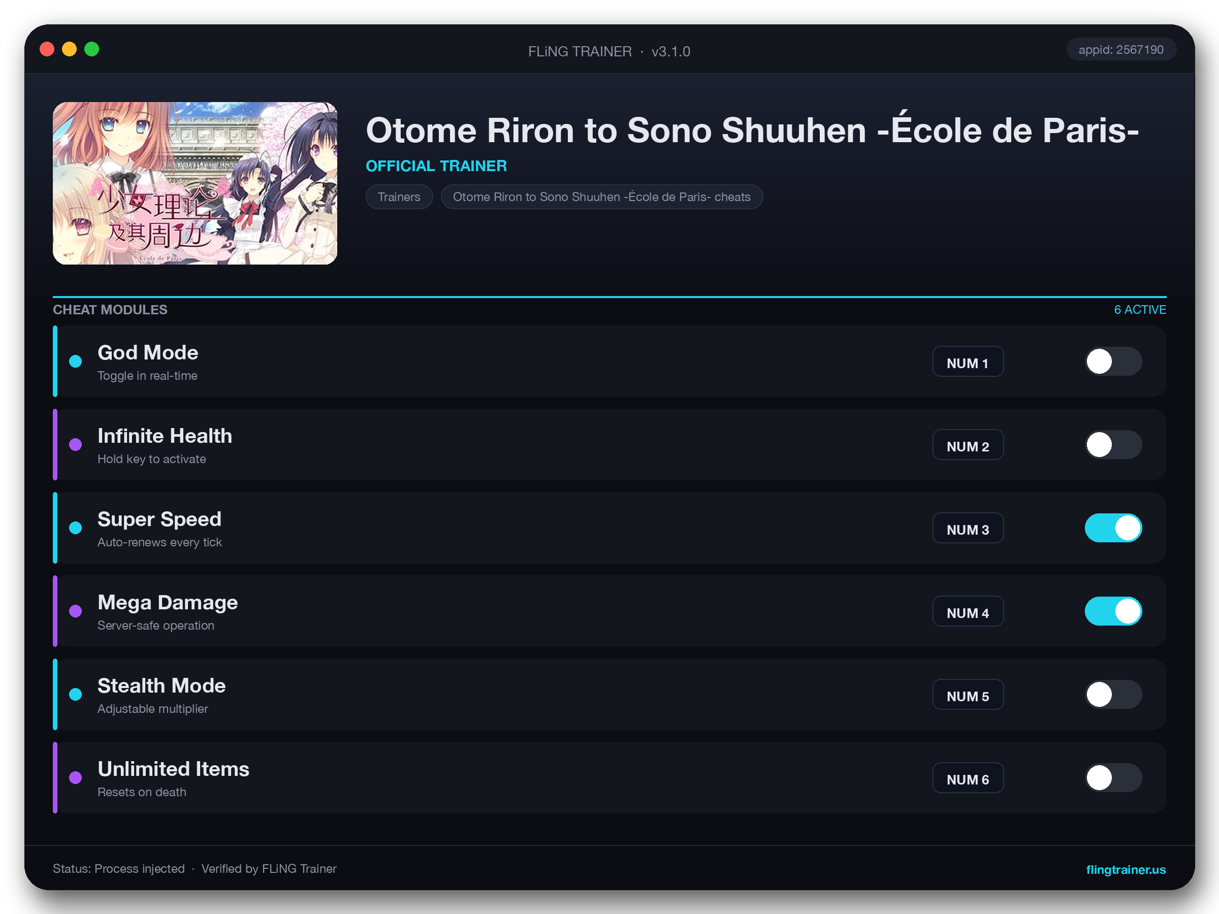 Otome Riron to Sono Shuuhen -École de Paris- Trainer interface