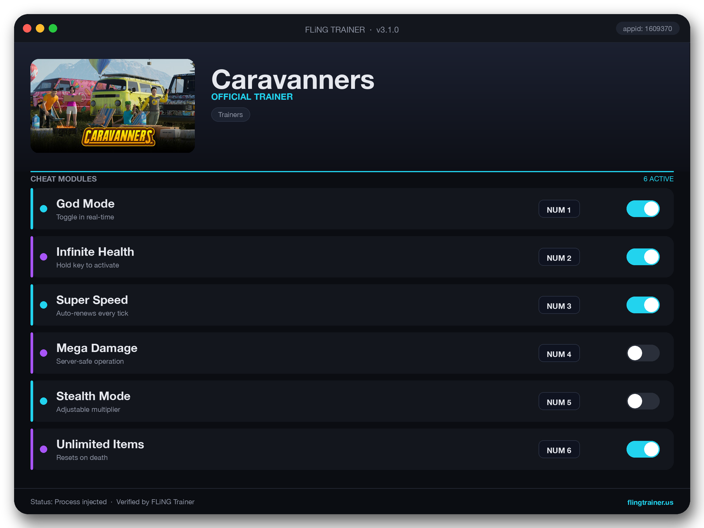 Caravanners Trainer interface
