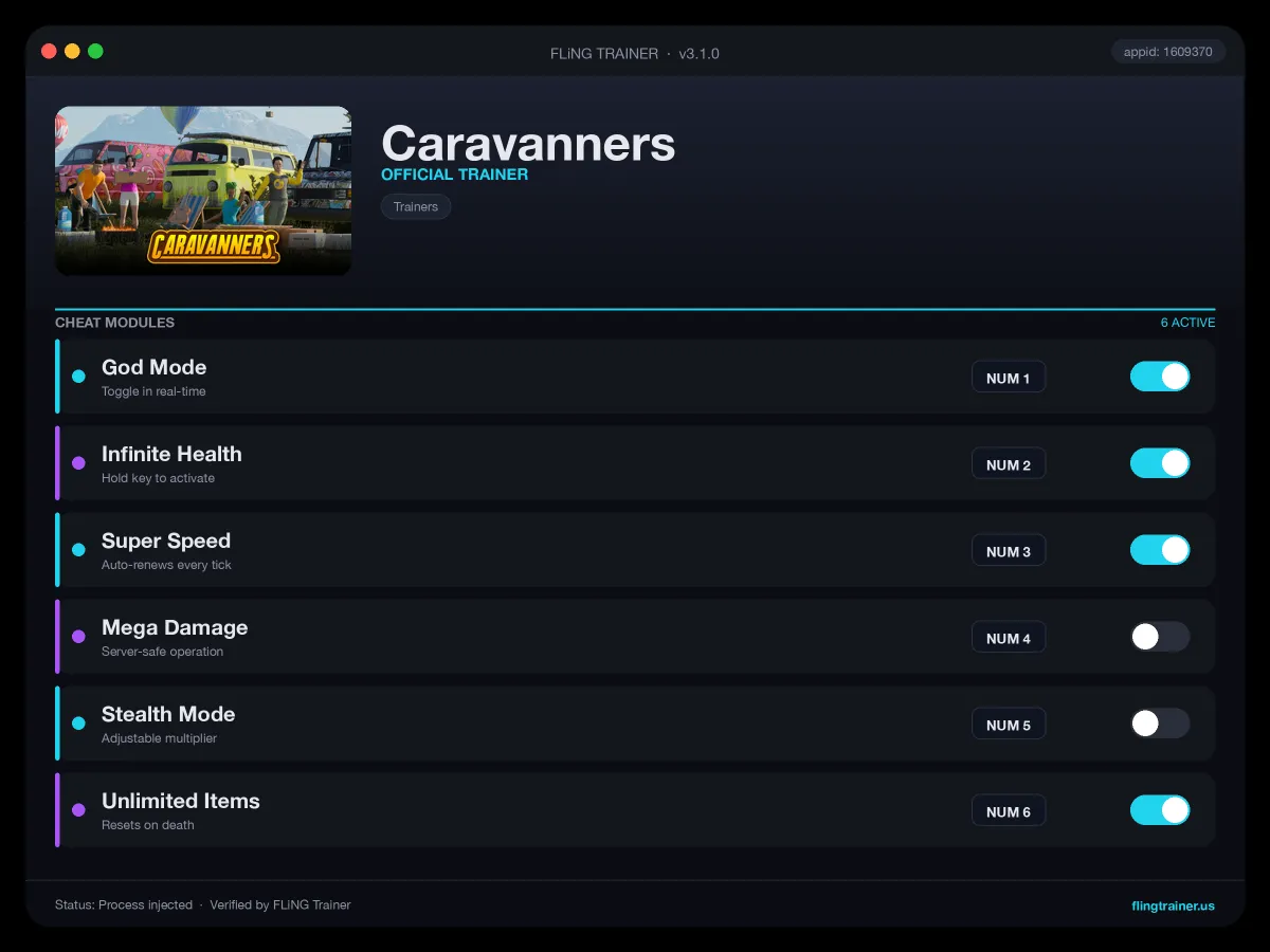 Caravanners Trainer interface