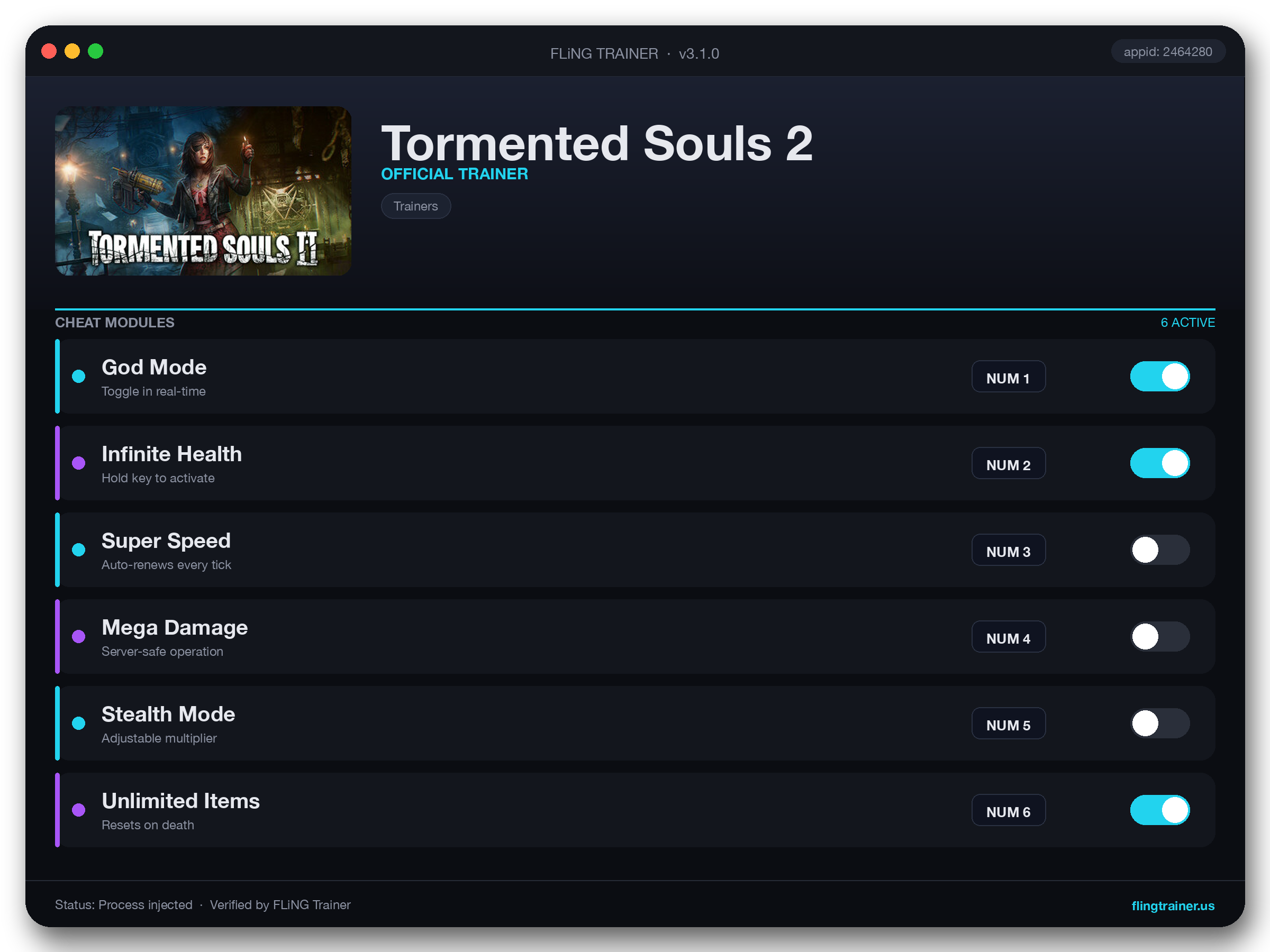 Tormented Souls 2 Trainer interface