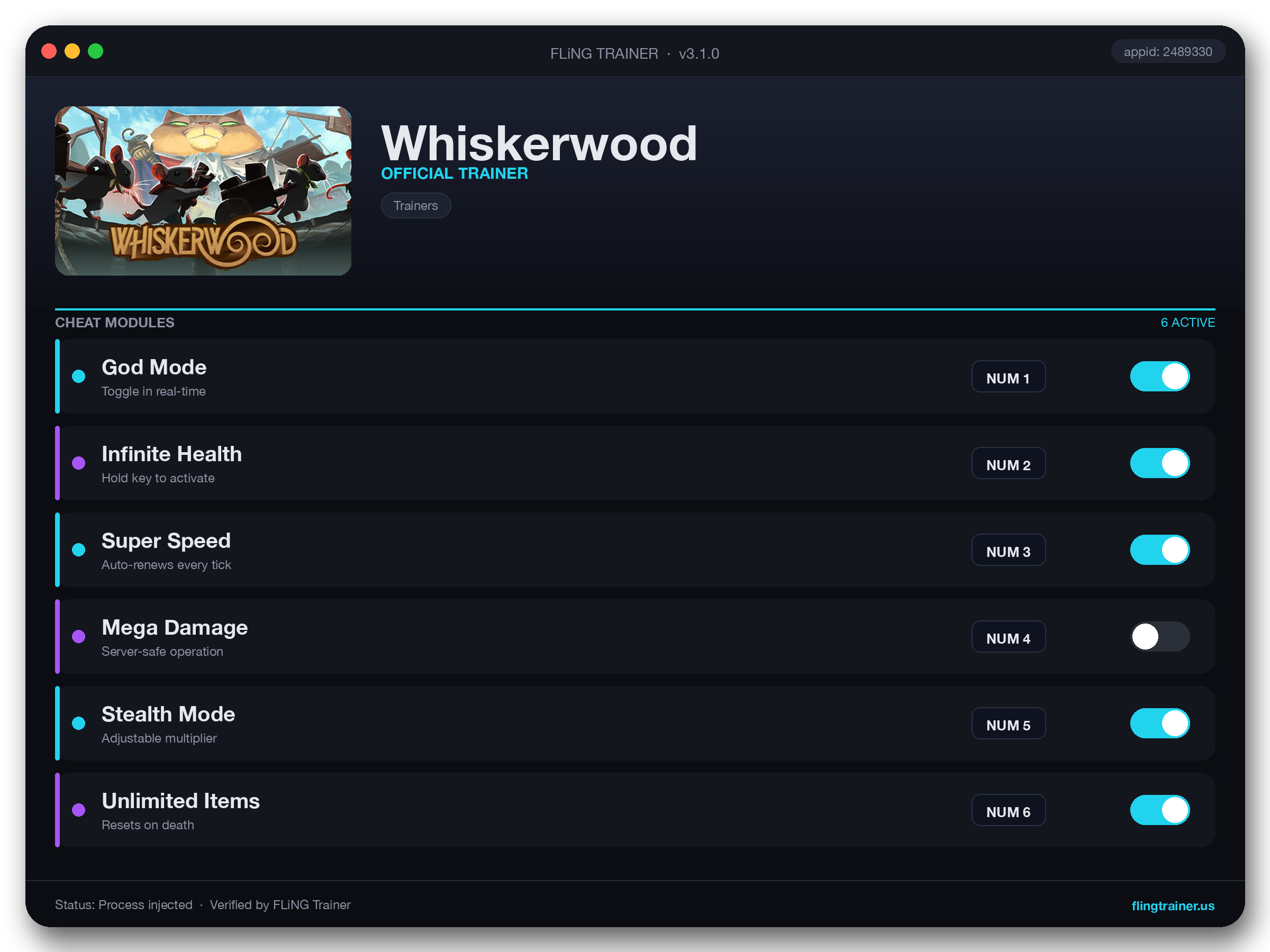 Whiskerwood Trainer interface