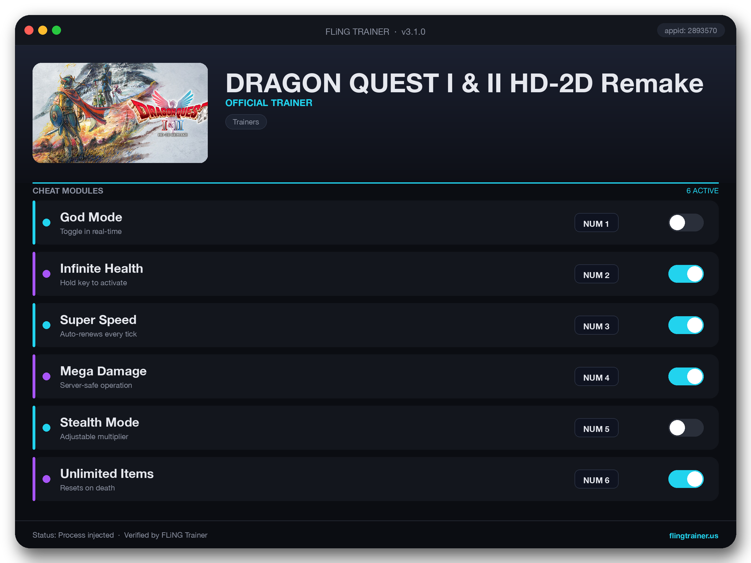 DRAGON QUEST I & II HD-2D Remake Trainer interface
