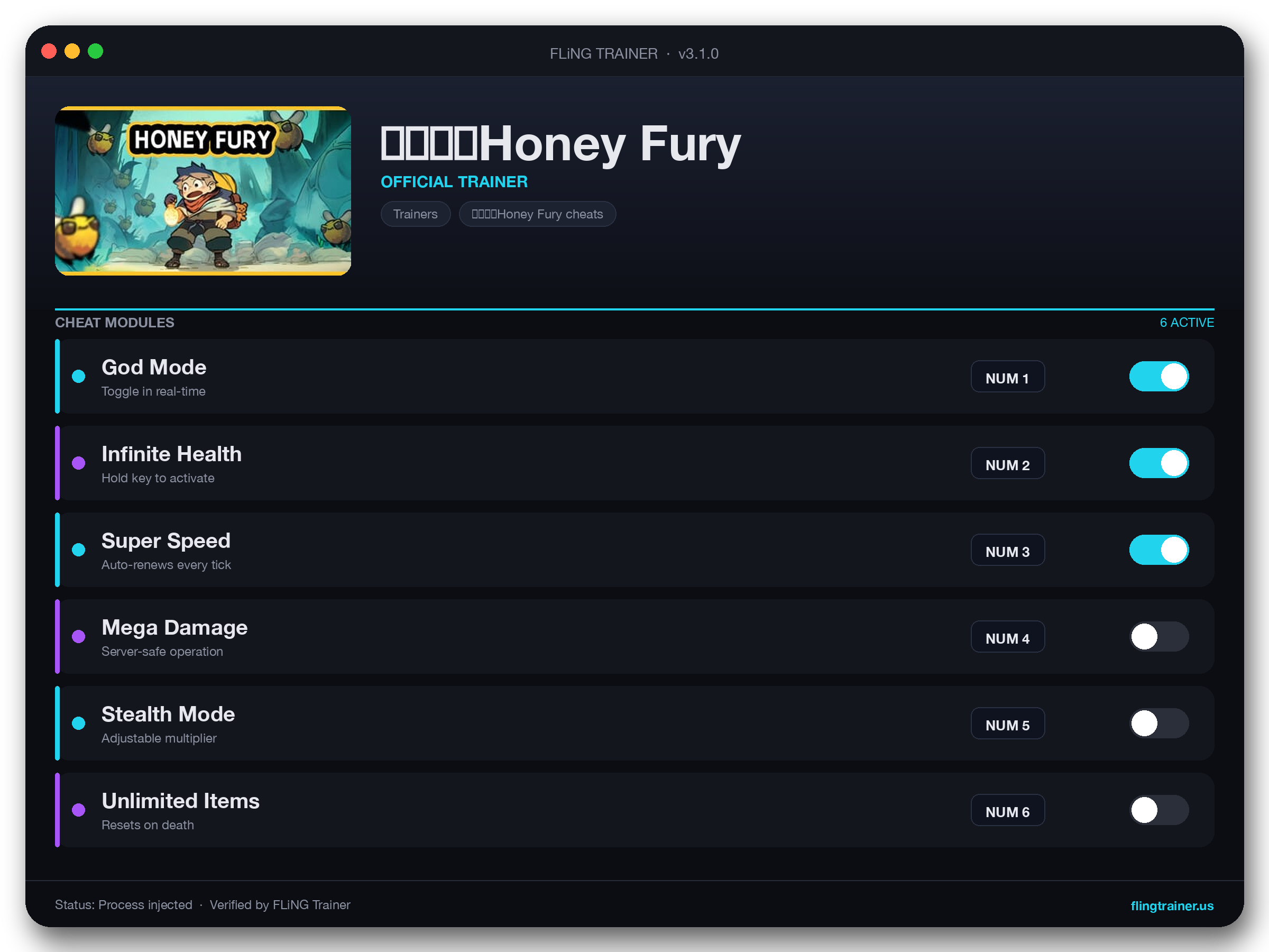 甜蜜狂潮Honey Fury Trainer interface