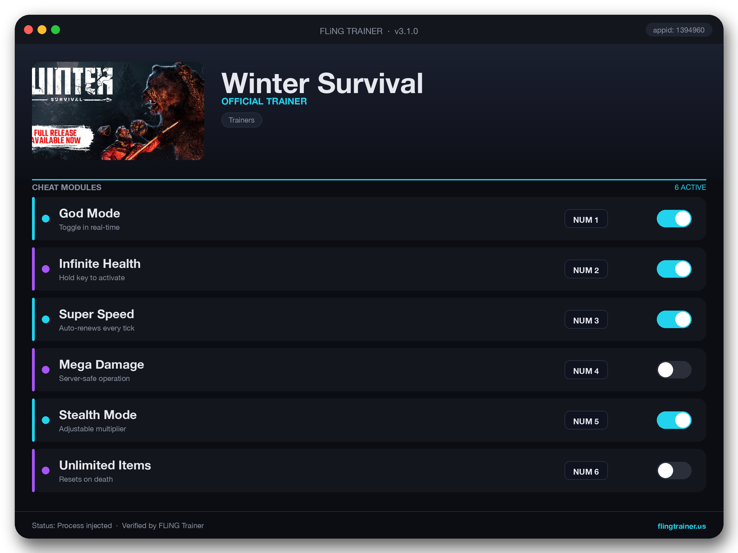 Winter Survival Trainer interface