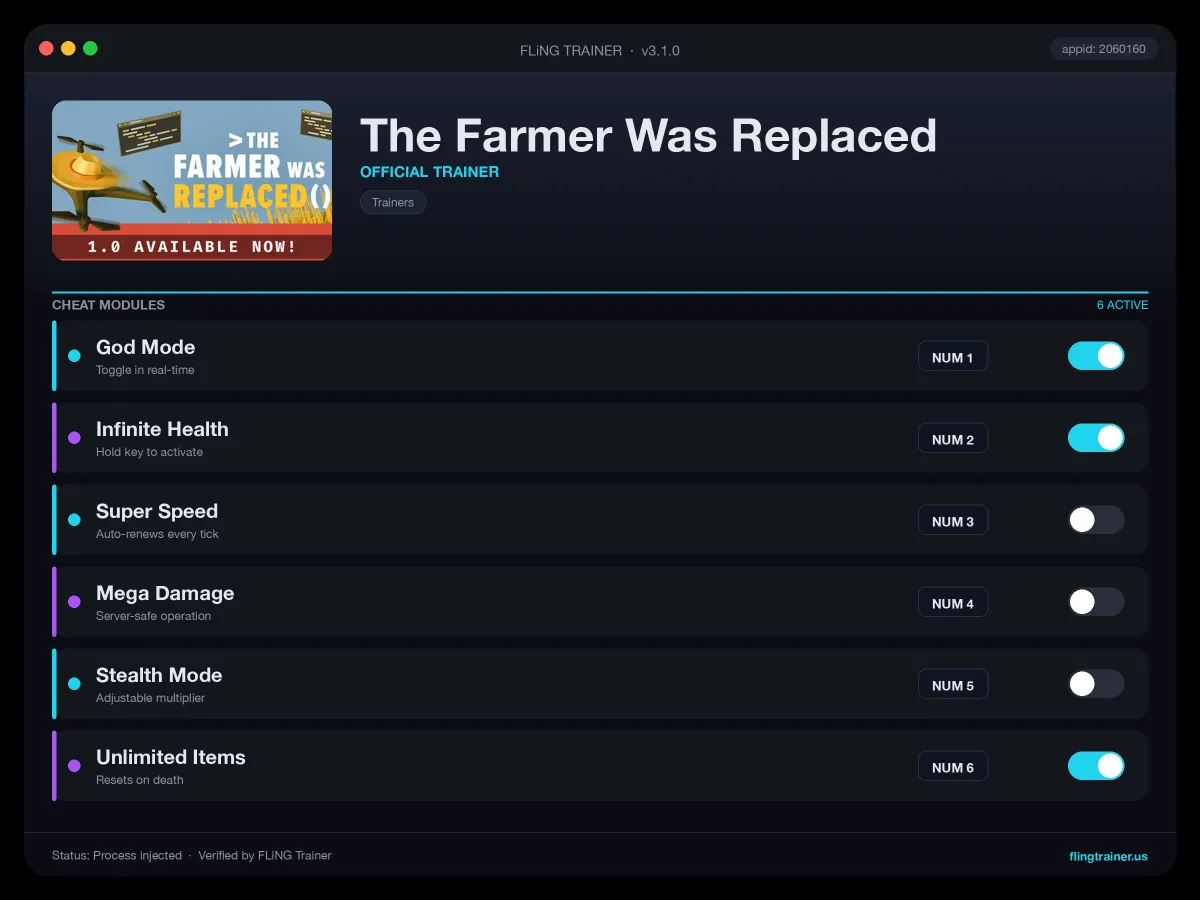 The Farmer Was Replaced Trainer interface