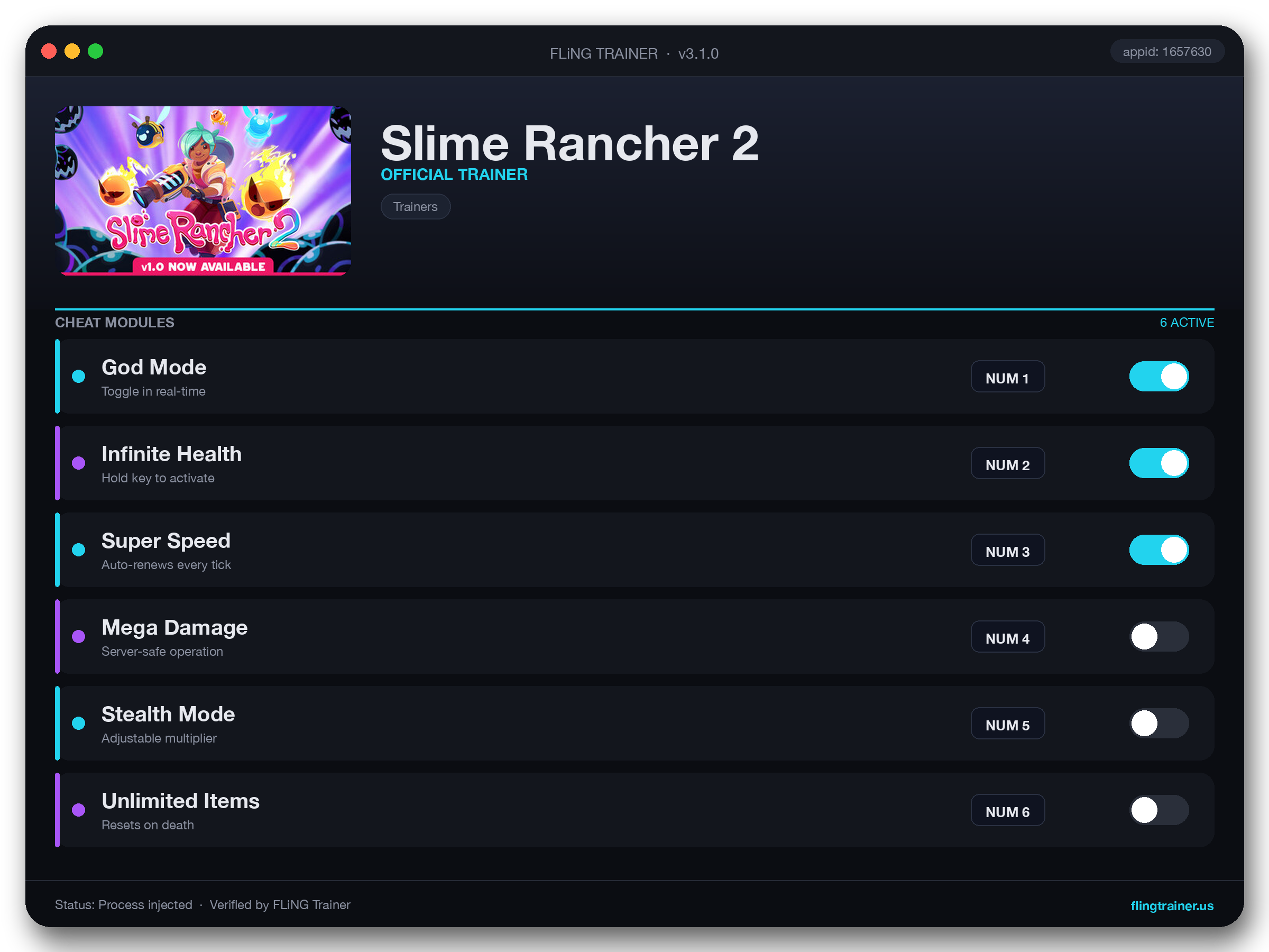 Slime Rancher 2 Trainer interface