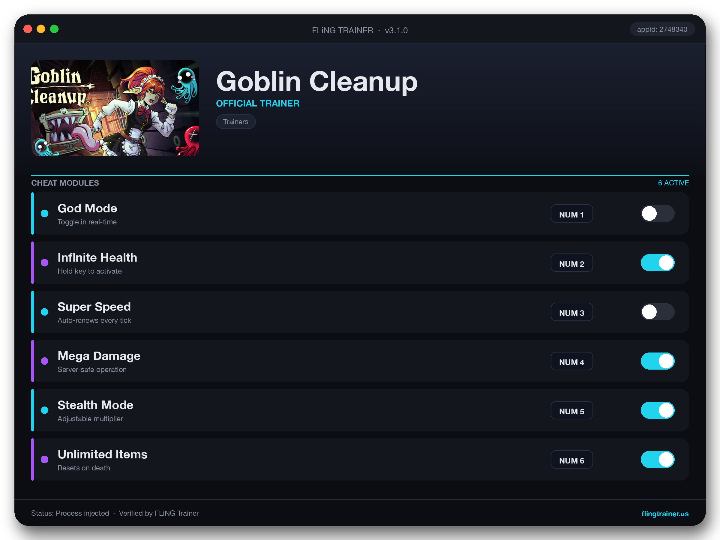 Goblin Cleanup Trainer interface