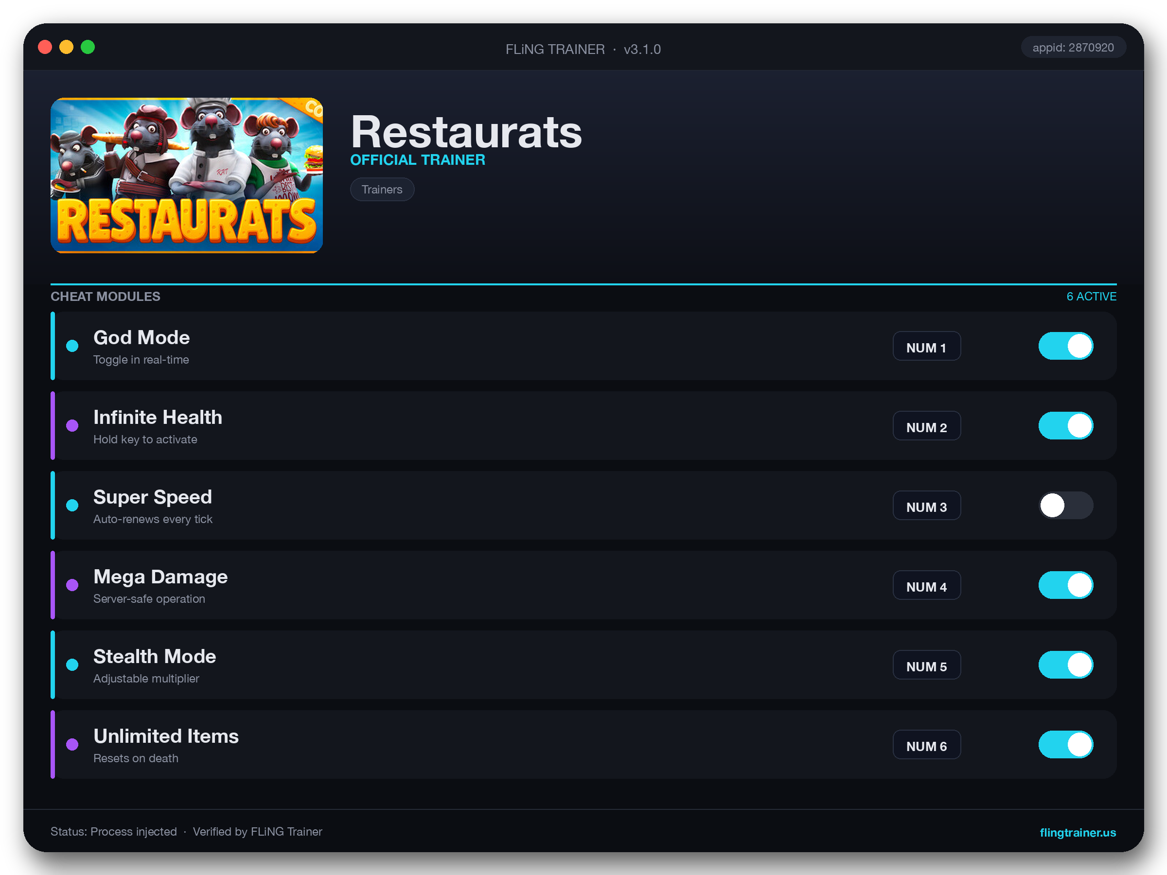 Restaurats Trainer interface