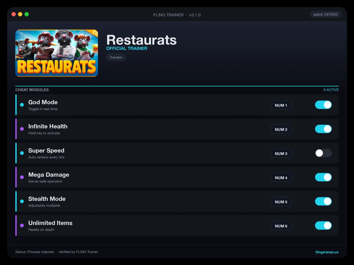 Restaurats Trainer interface