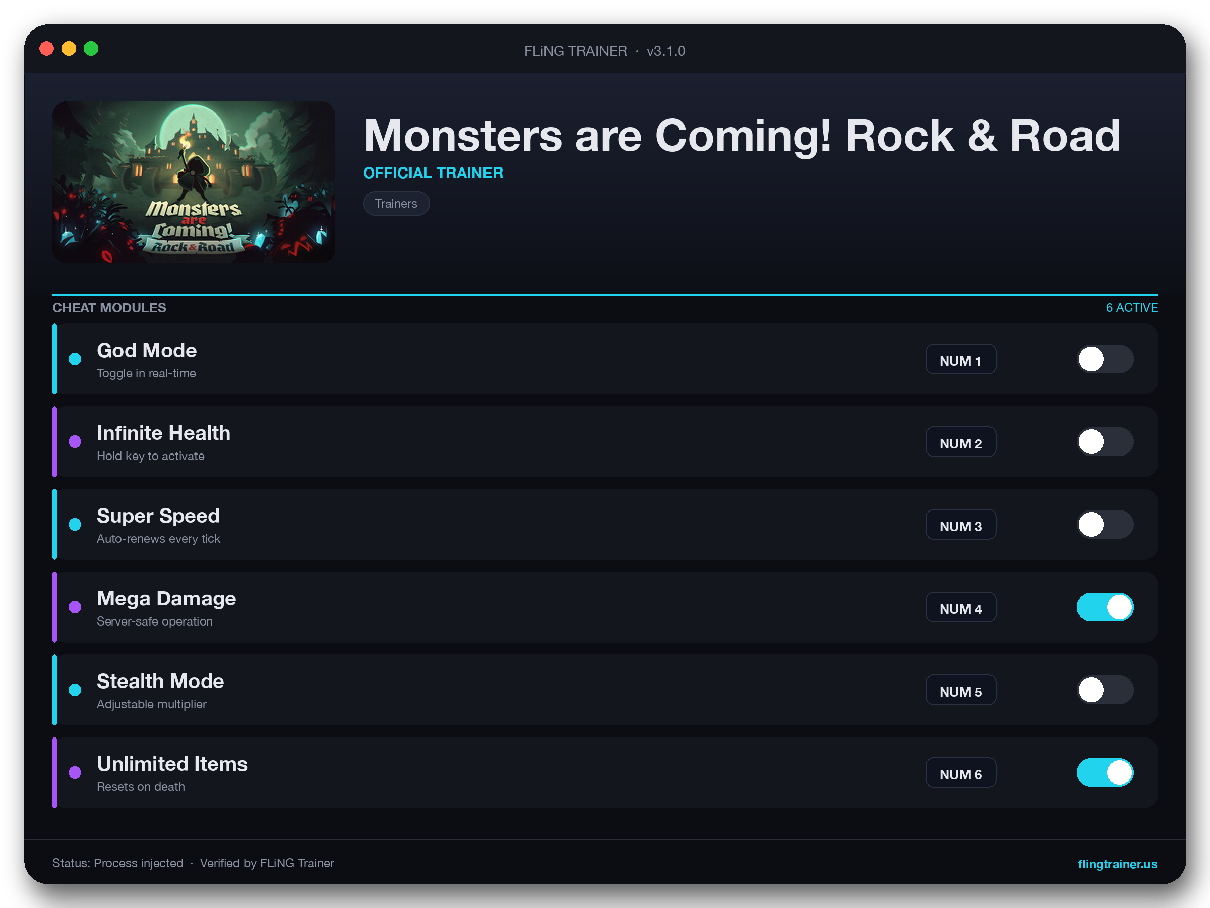 Monsters are Coming! Rock & Road Trainer interface