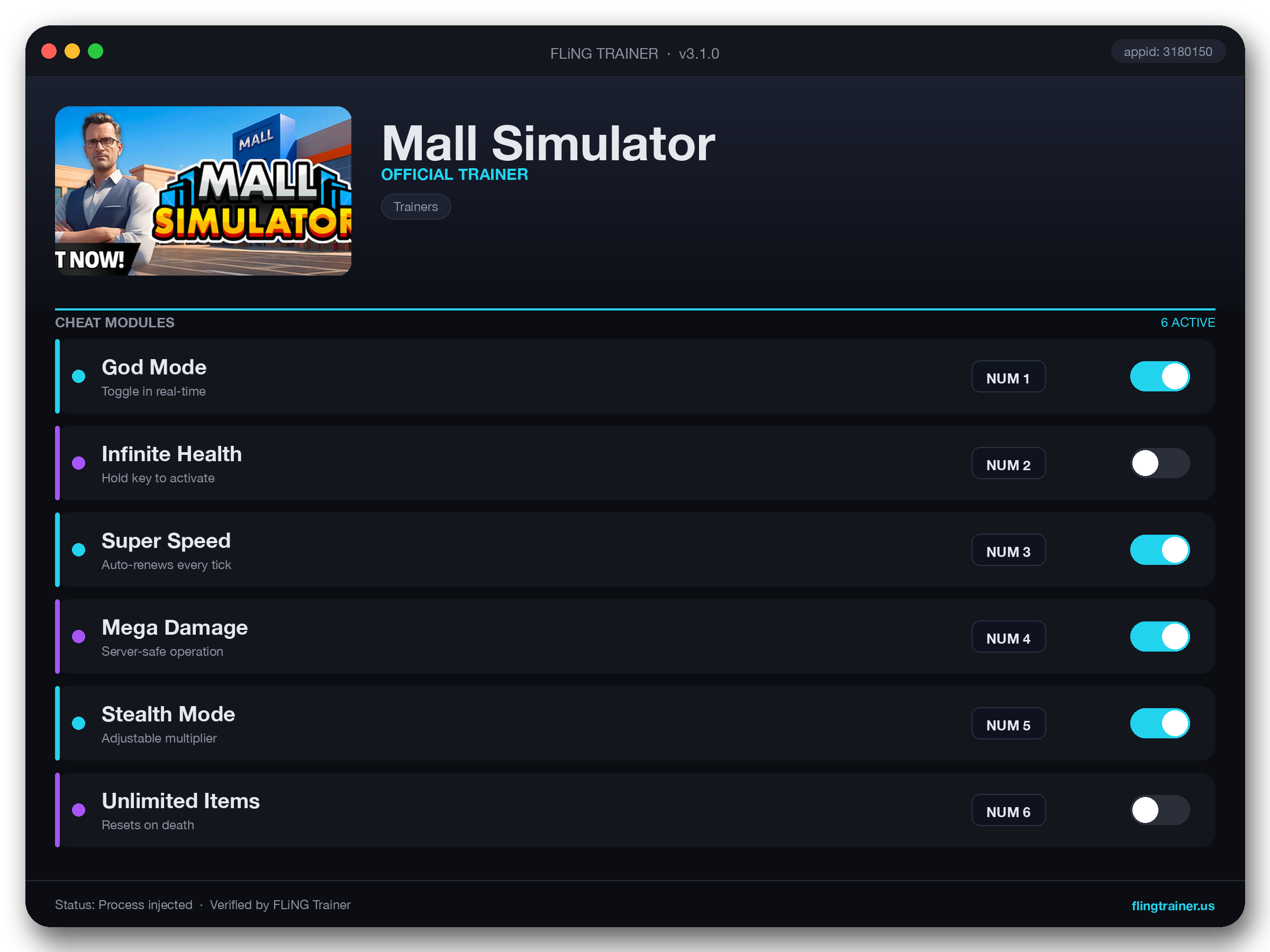Mall Simulator Trainer interface