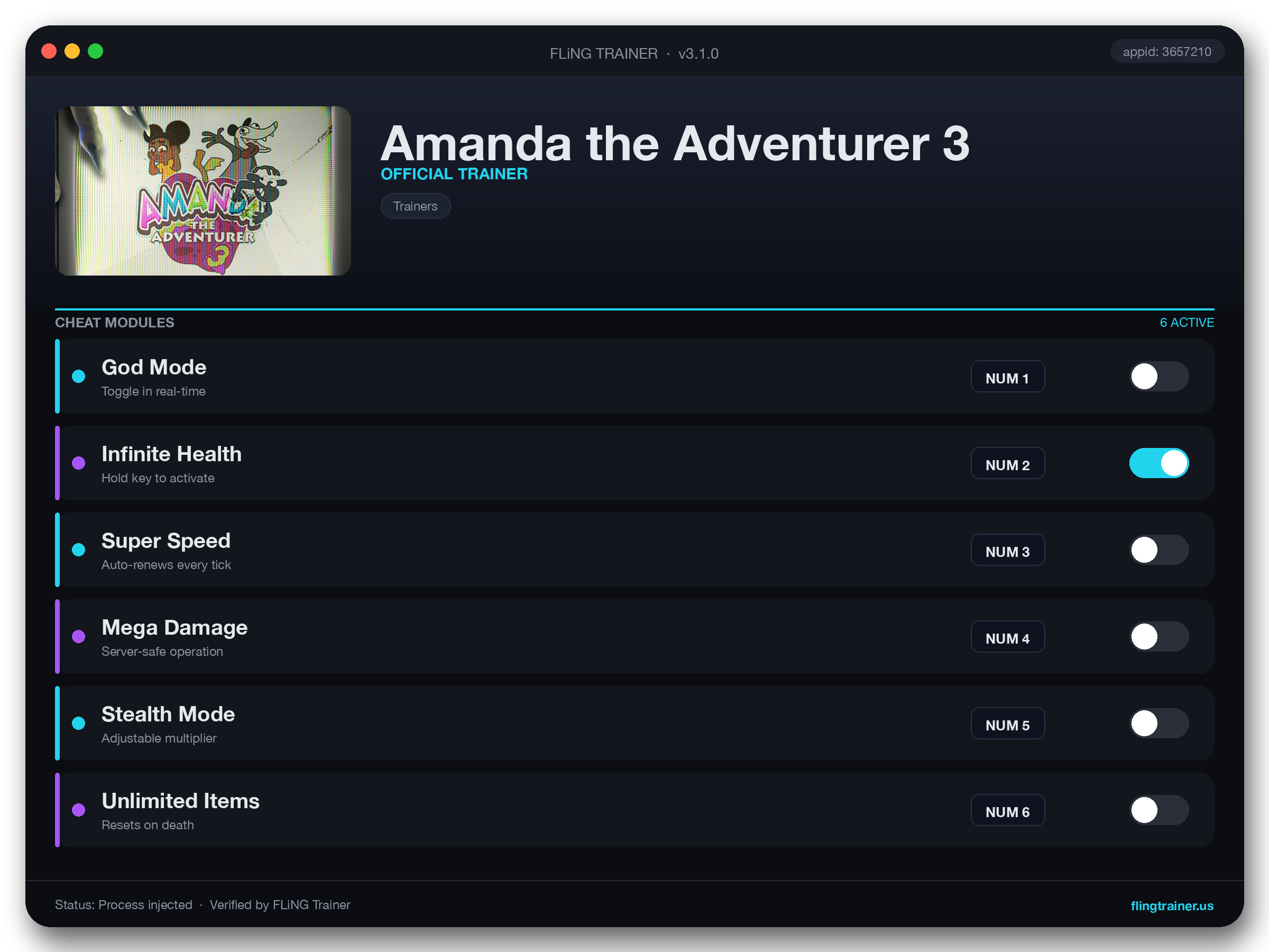 Amanda the Adventurer 3 Trainer interface