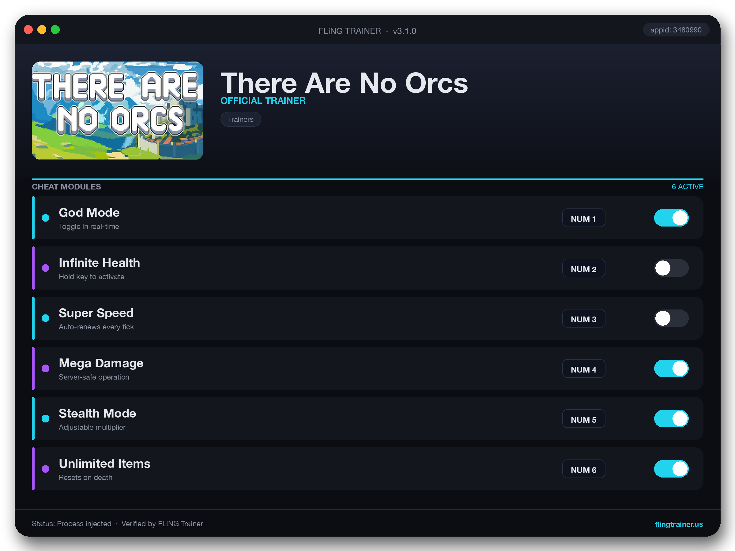 There Are No Orcs Trainer interface