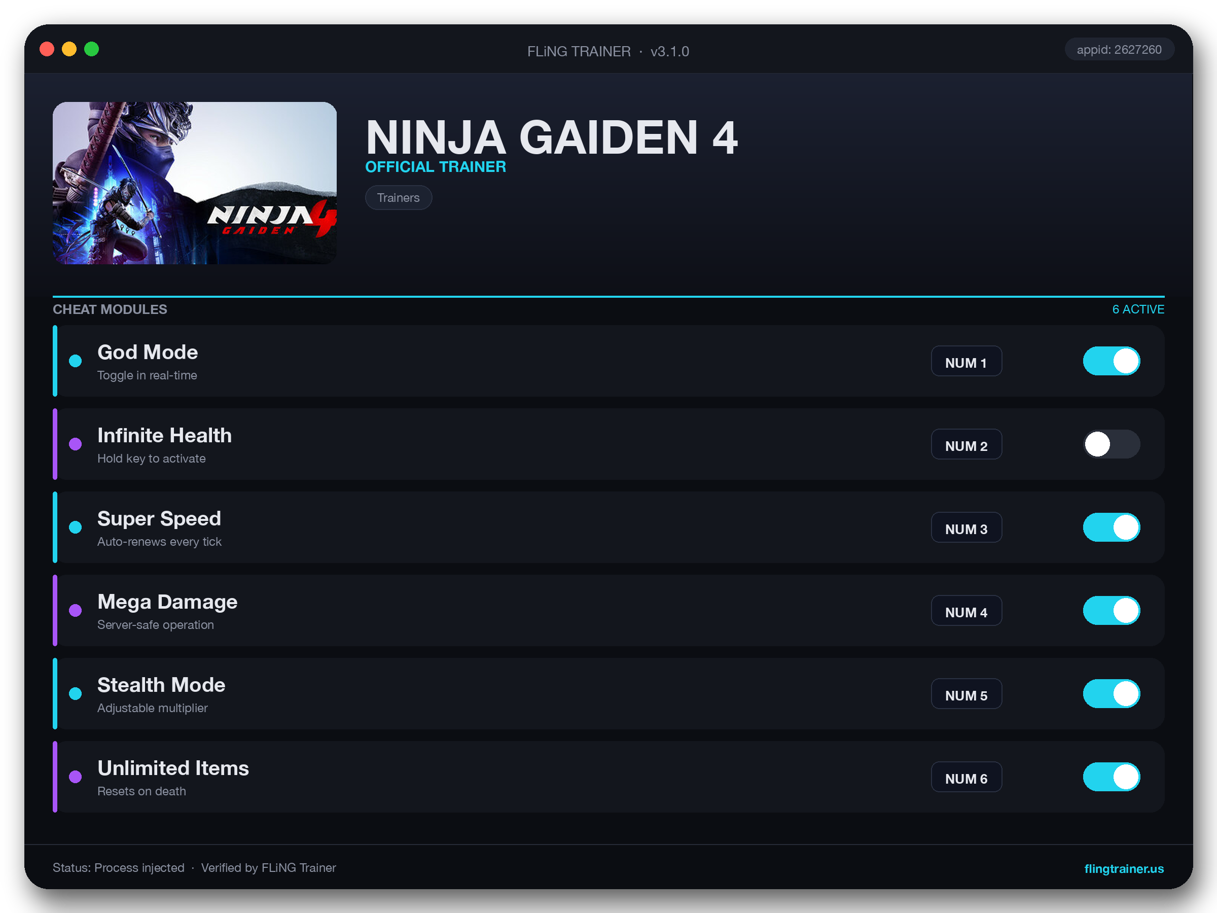 NINJA GAIDEN 4 Trainer interface