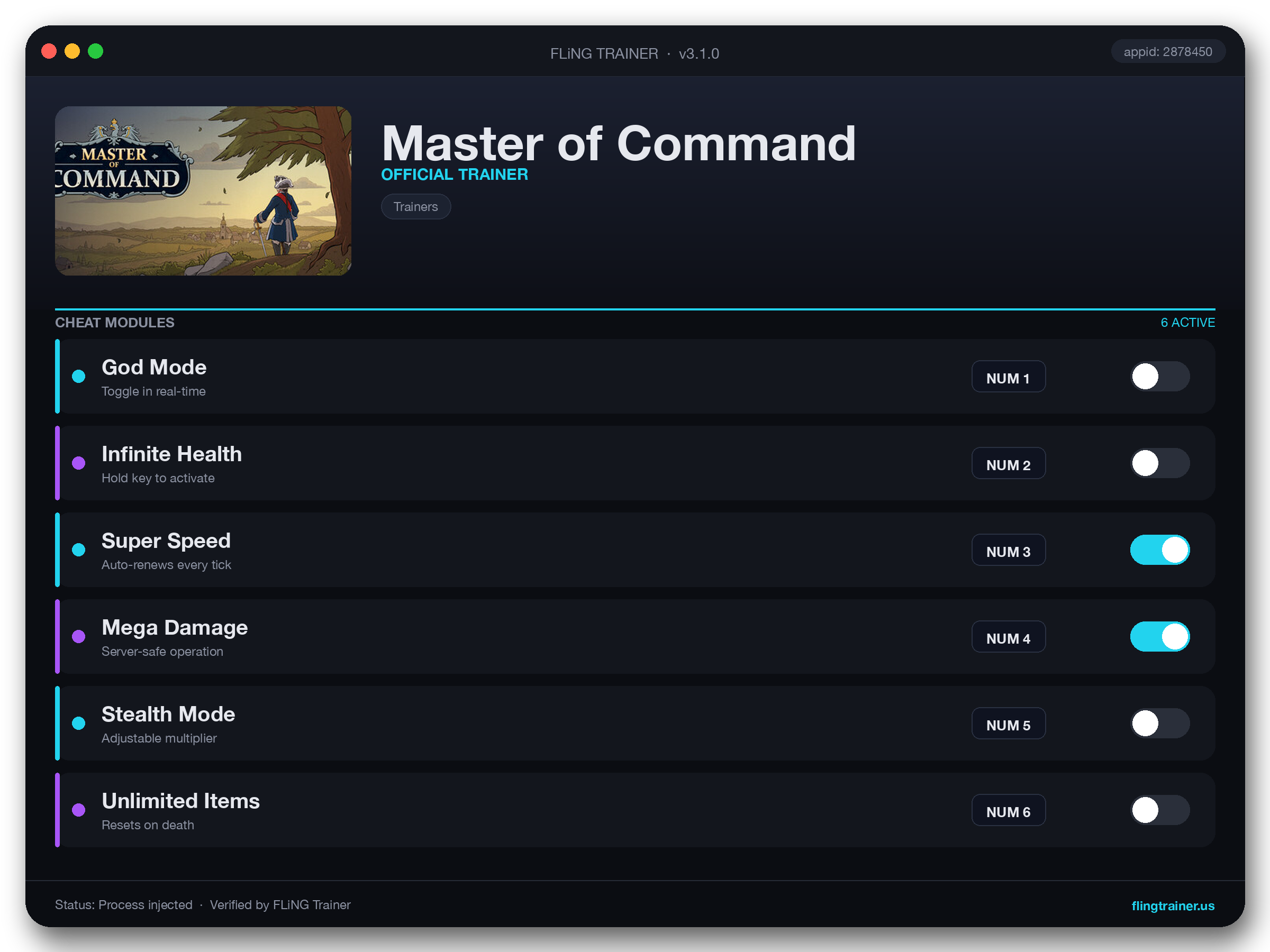 Master of Command Trainer interface