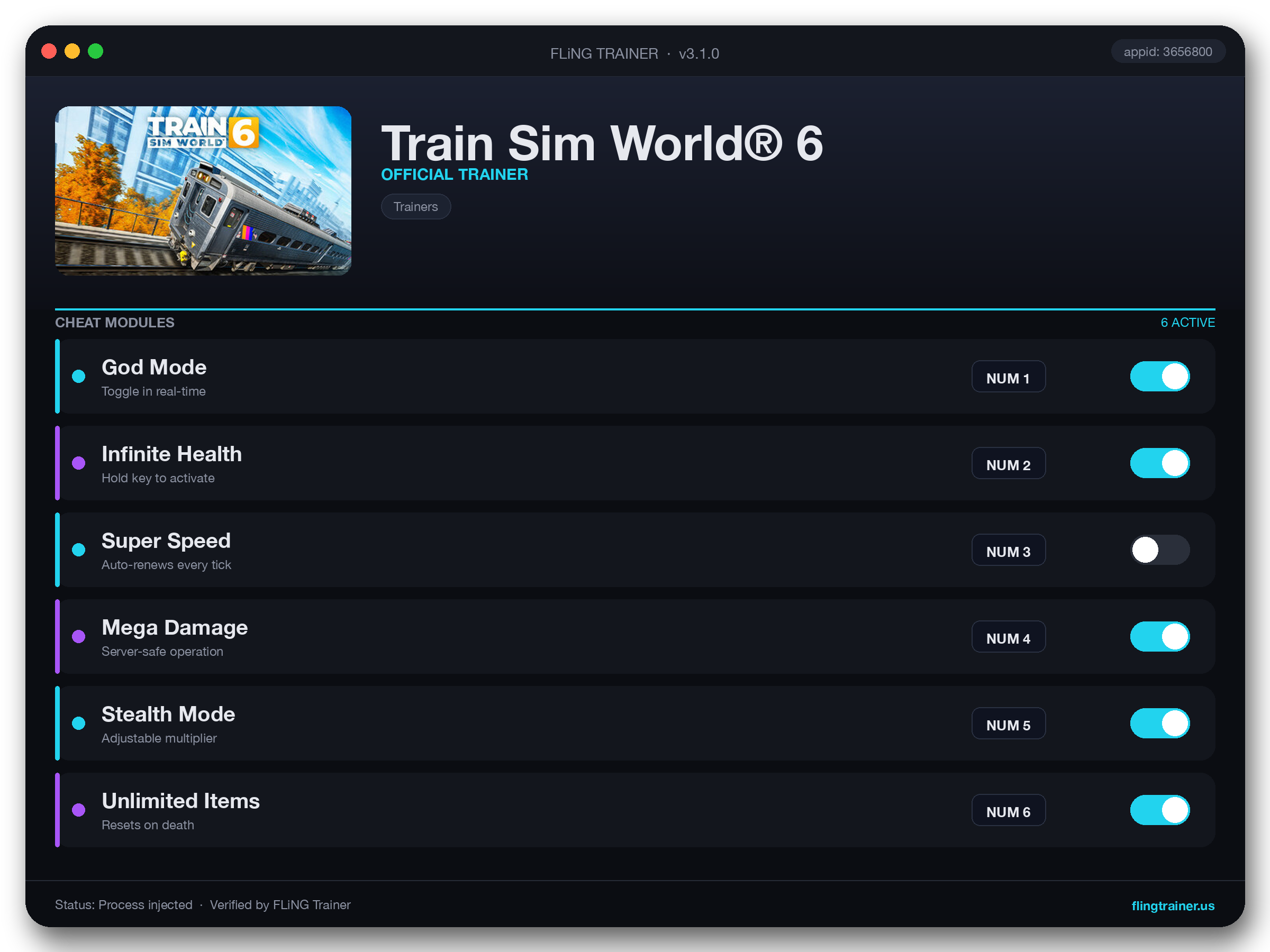 Train Sim World® 6 Trainer interface