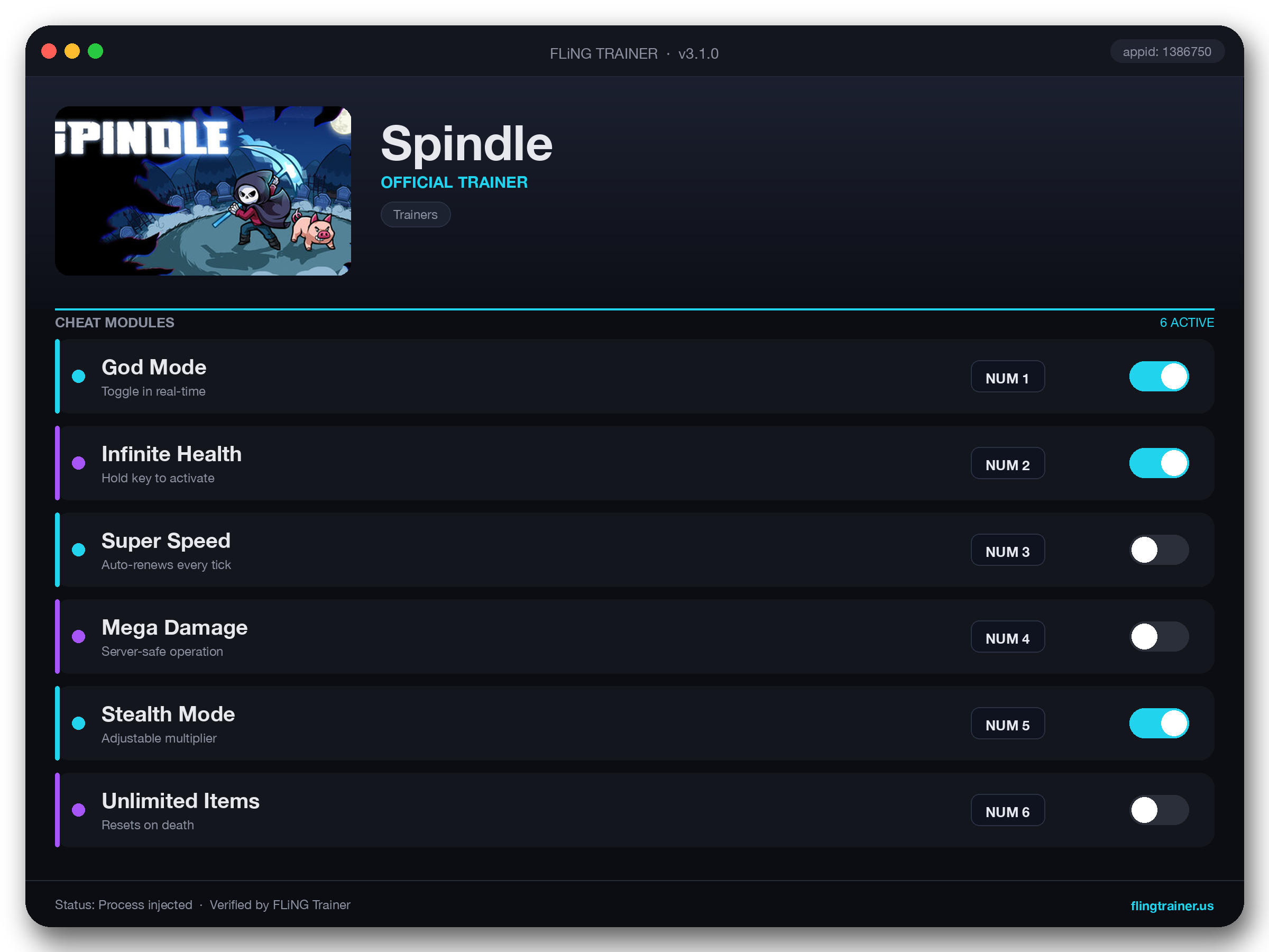 Spindle Trainer interface