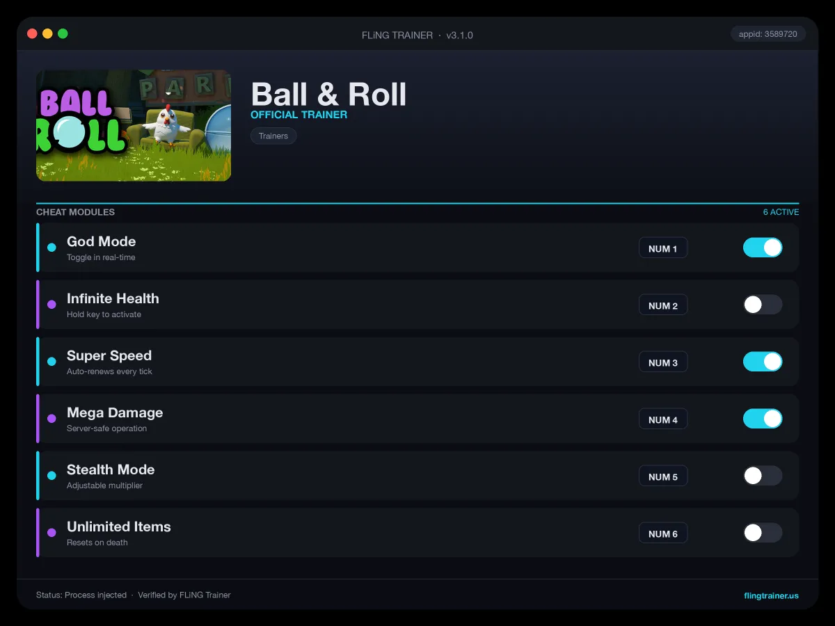 Ball & Roll Trainer interface