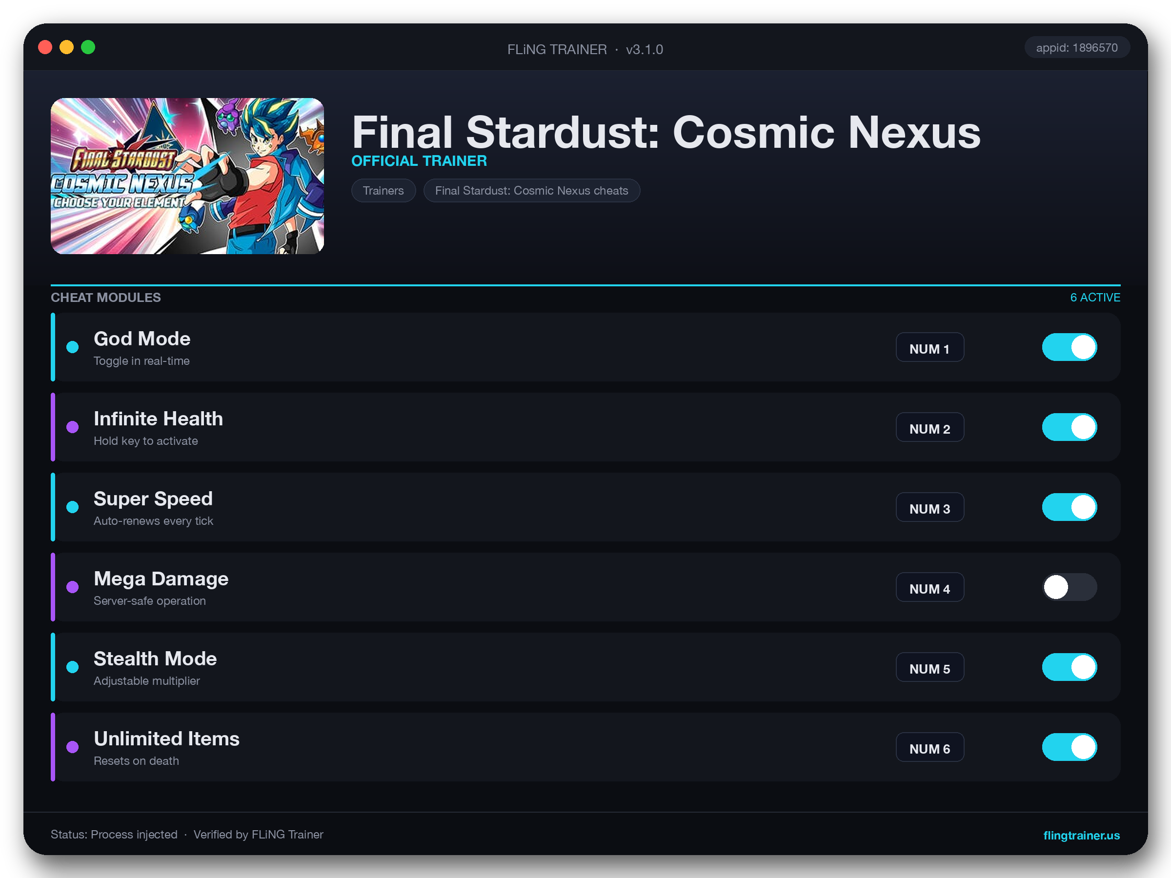 Final Stardust: Cosmic Nexus Trainer interface