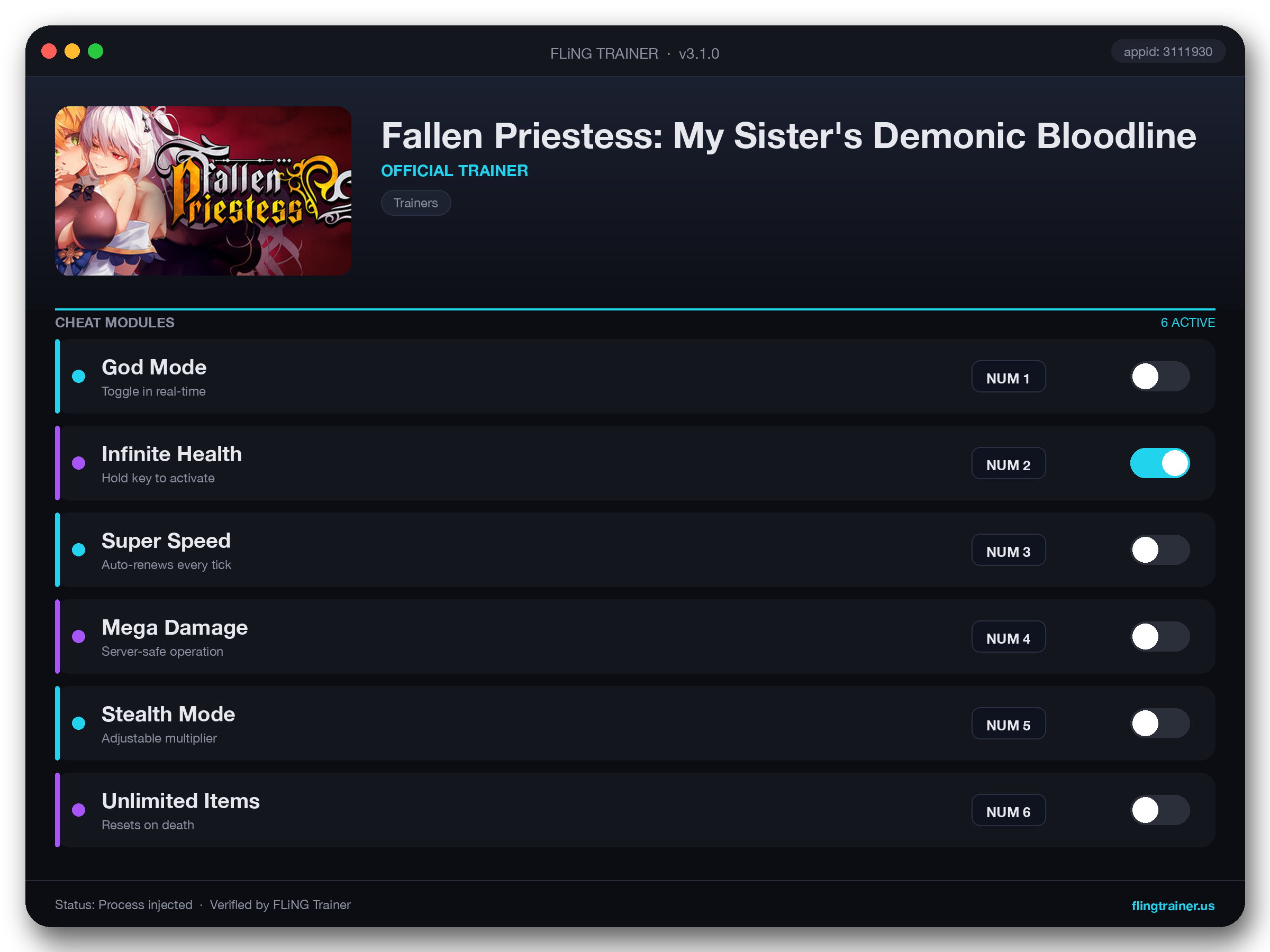 Fallen Priestess: My Sister's Demonic Bloodline Trainer interface