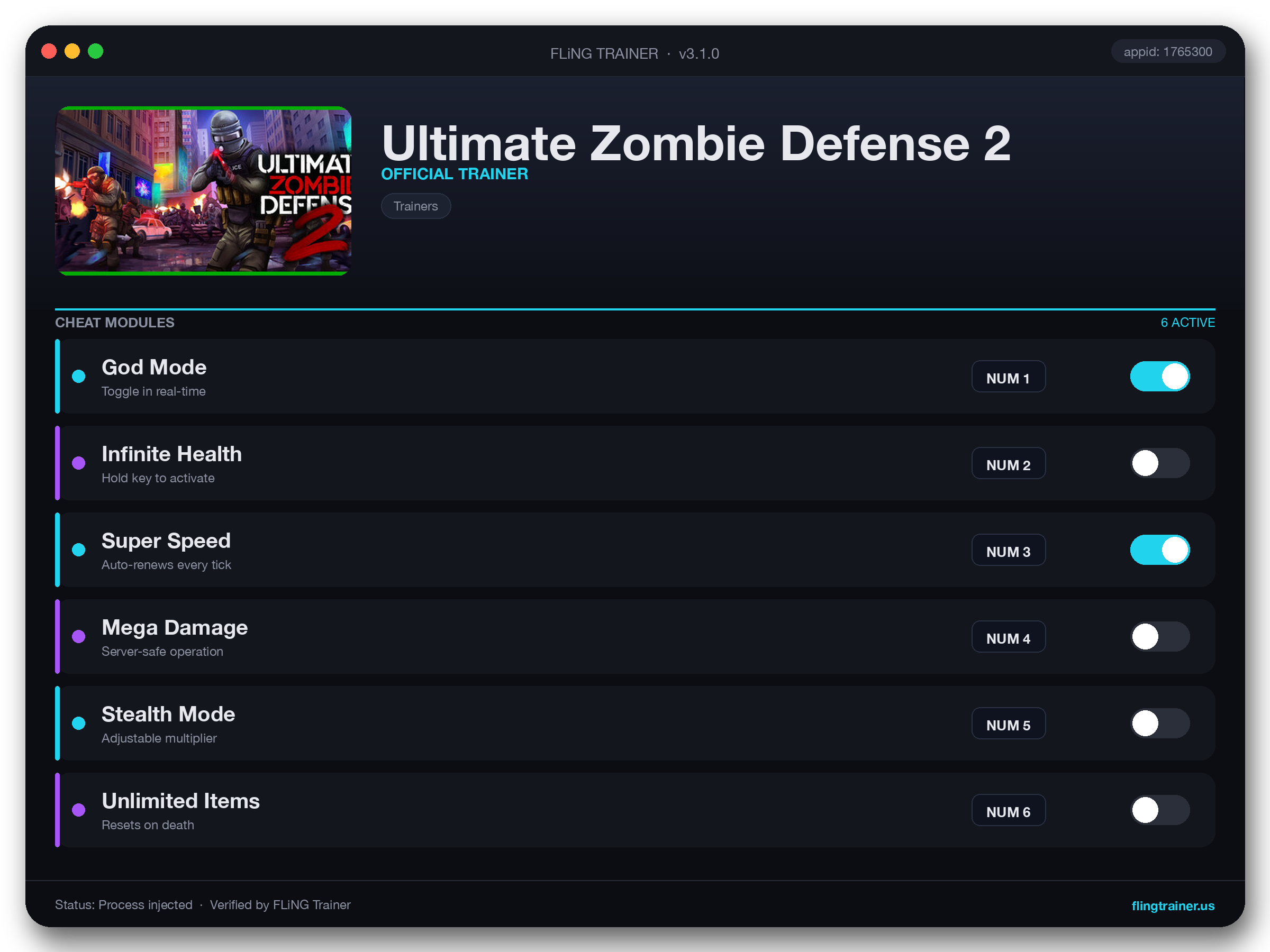 Ultimate Zombie Defense 2 Trainer interface