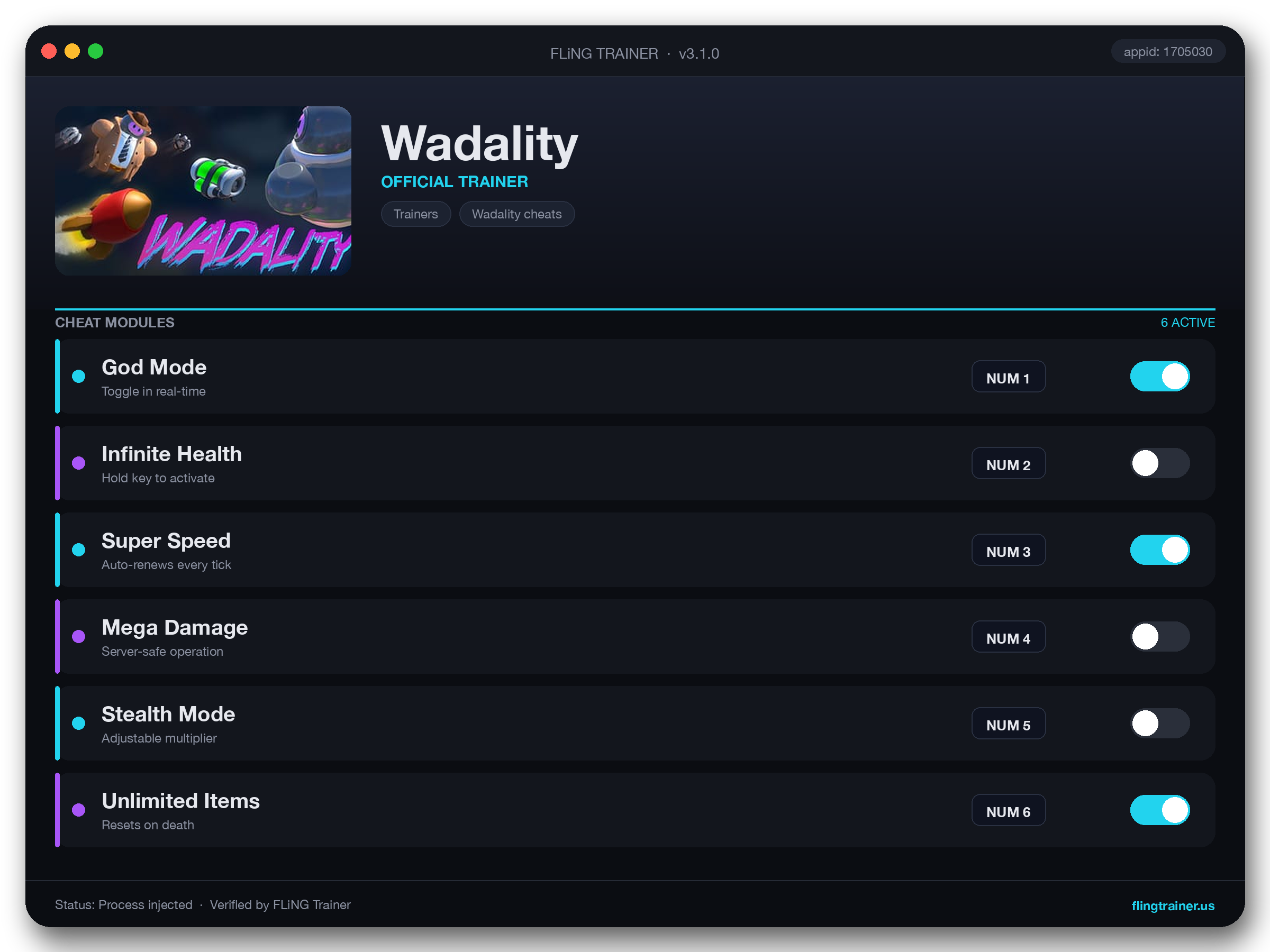Wadality Trainer interface