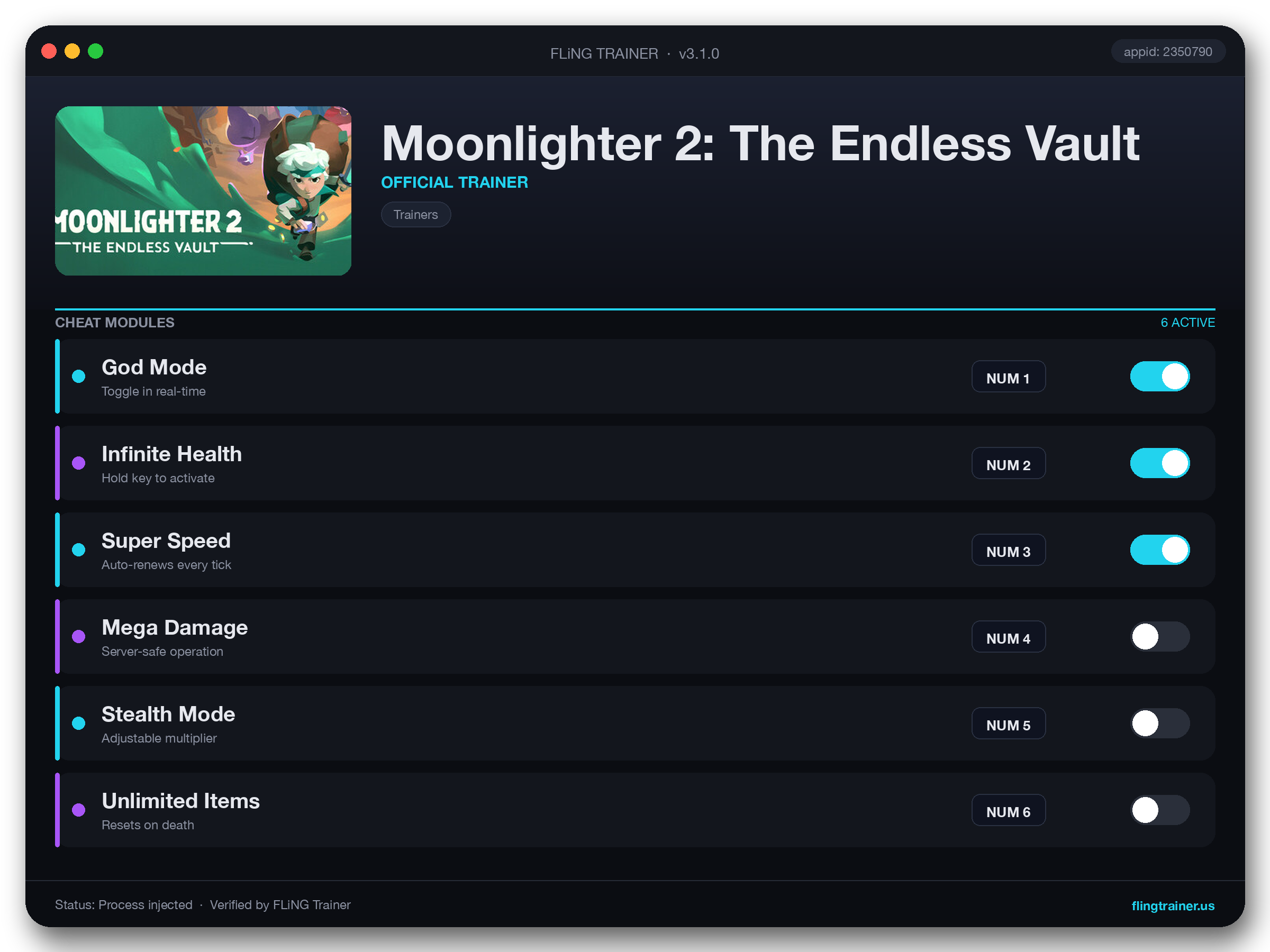 Moonlighter 2: The Endless Vault Trainer interface