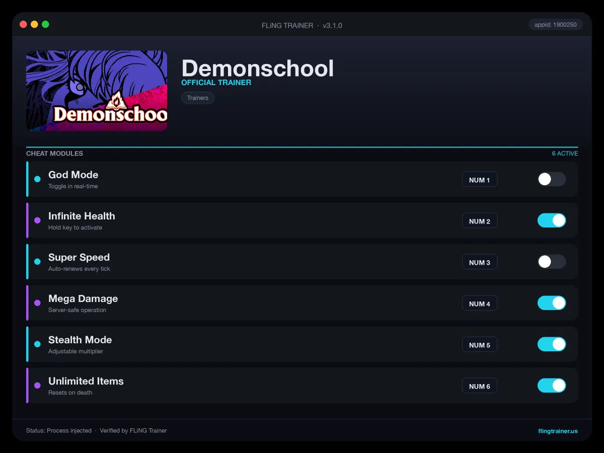 Demonschool Trainer interface