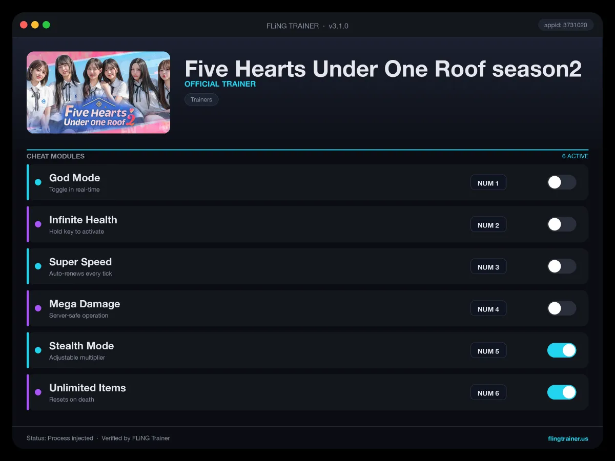 Five Hearts Under One Roof season2 Trainer interface