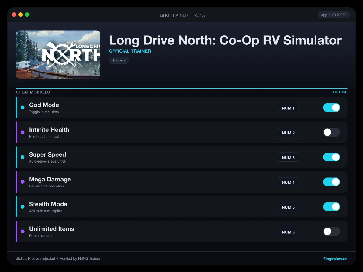 Long Drive North: Co-Op RV Simulator Trainer interface