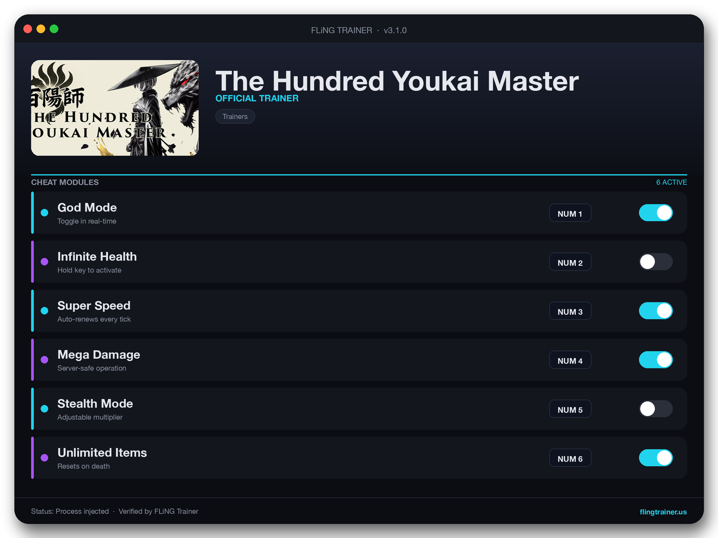 The Hundred Youkai Master Trainer interface