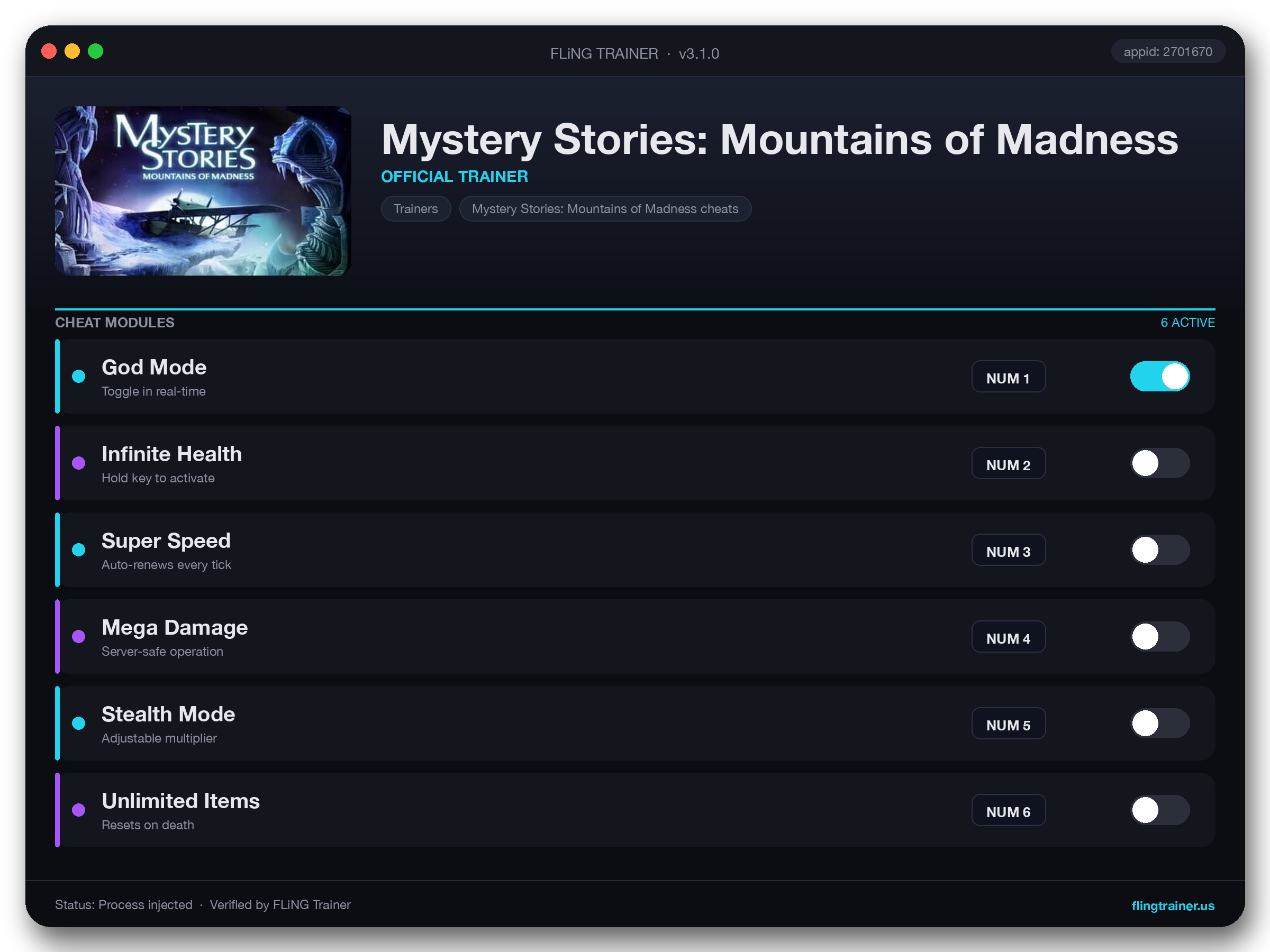 Mystery Stories: Mountains of Madness Trainer interface