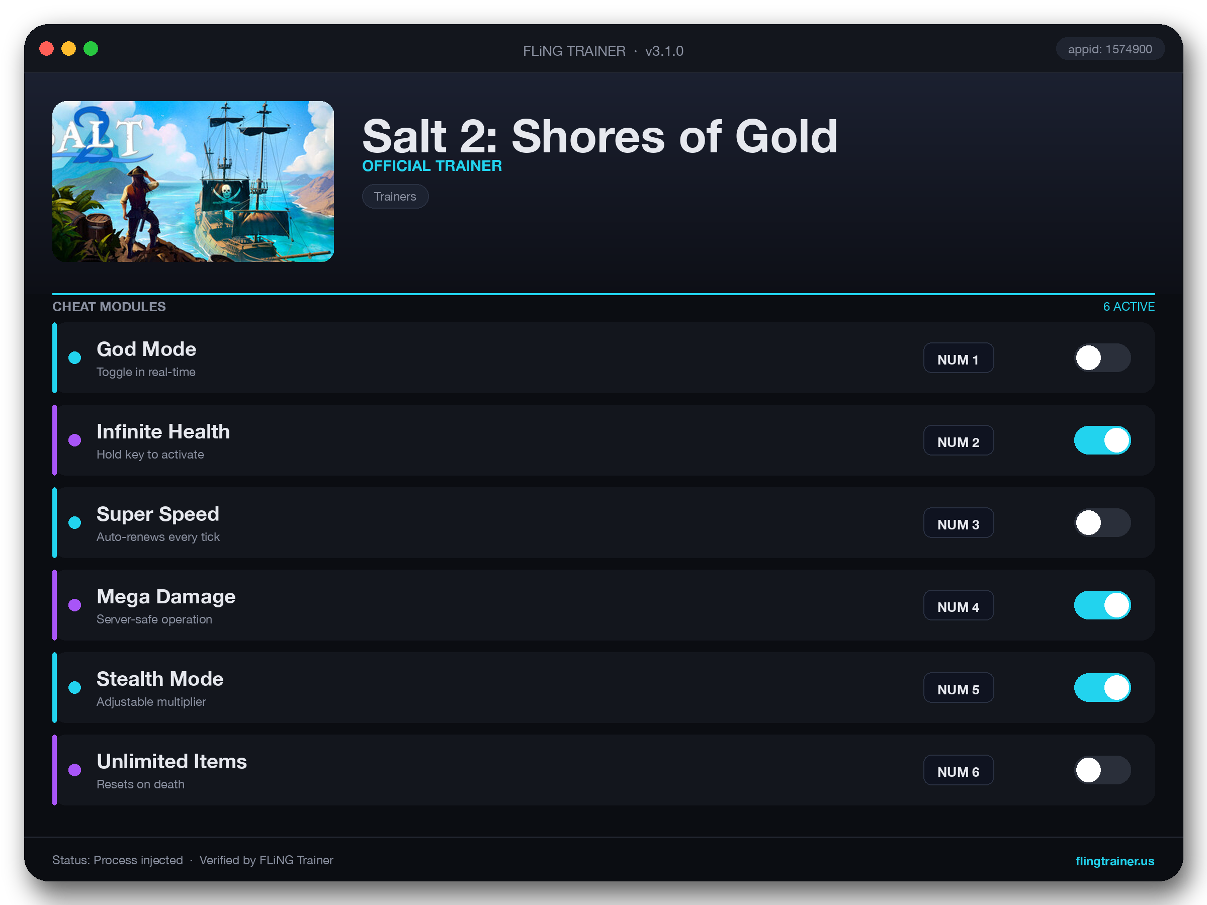 Salt 2: Shores of Gold Trainer interface