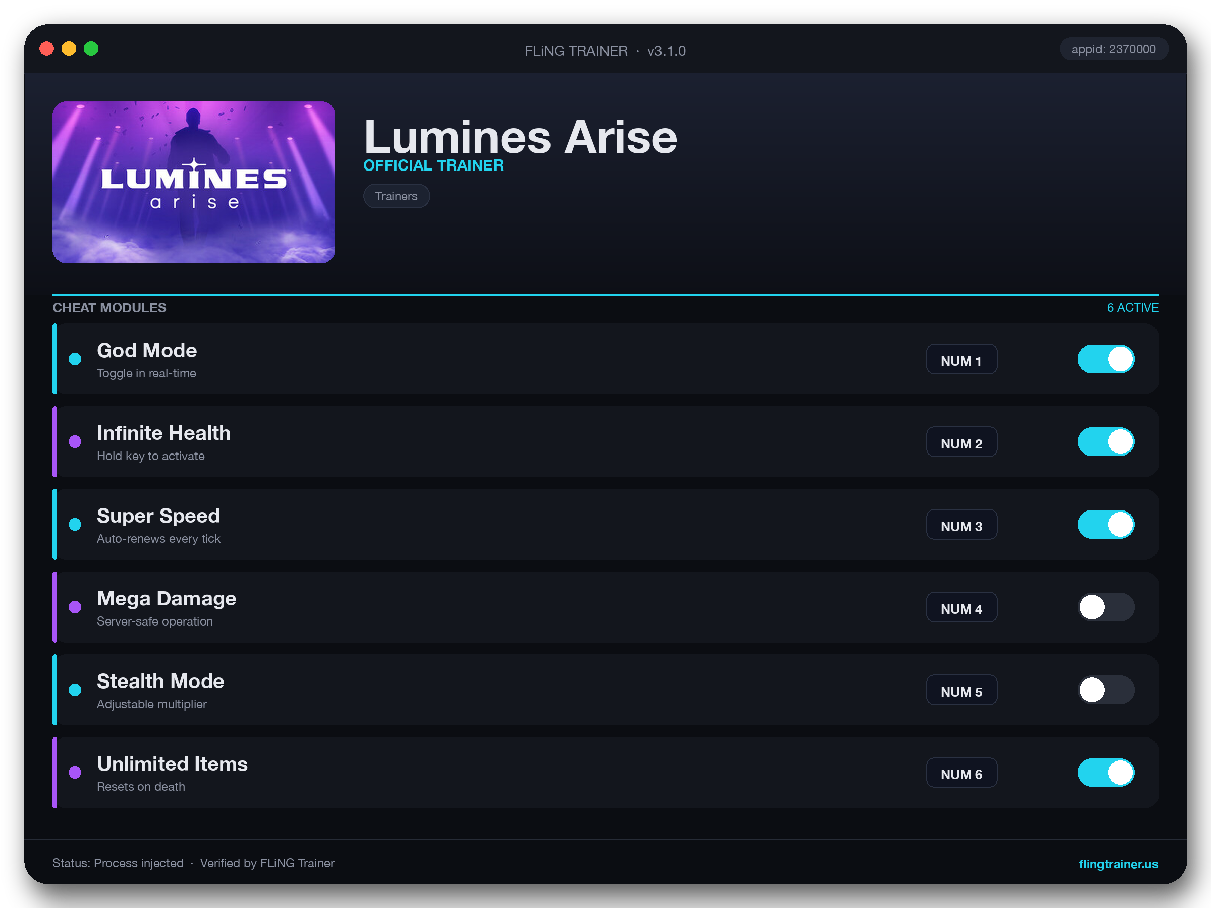 Lumines Arise Trainer interface