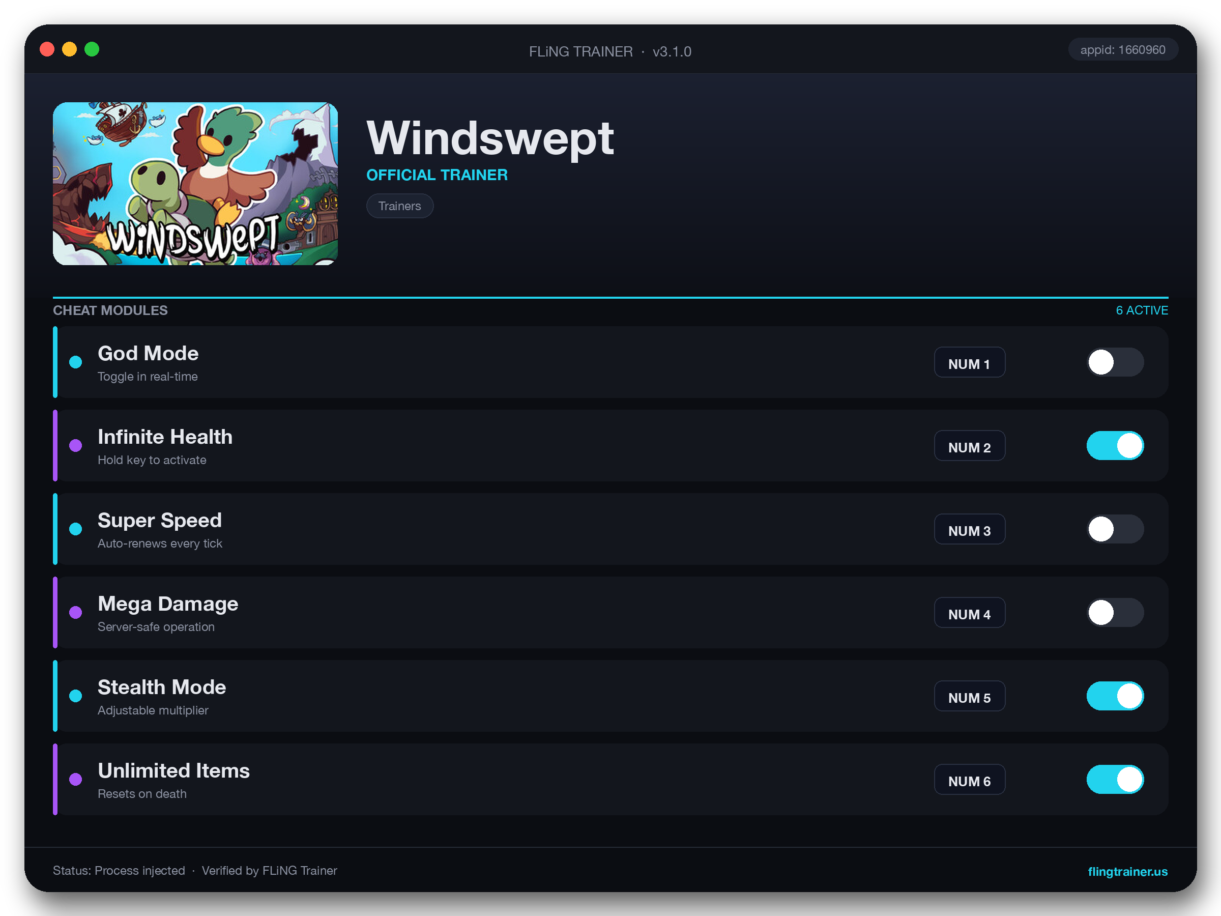 Windswept Trainer interface