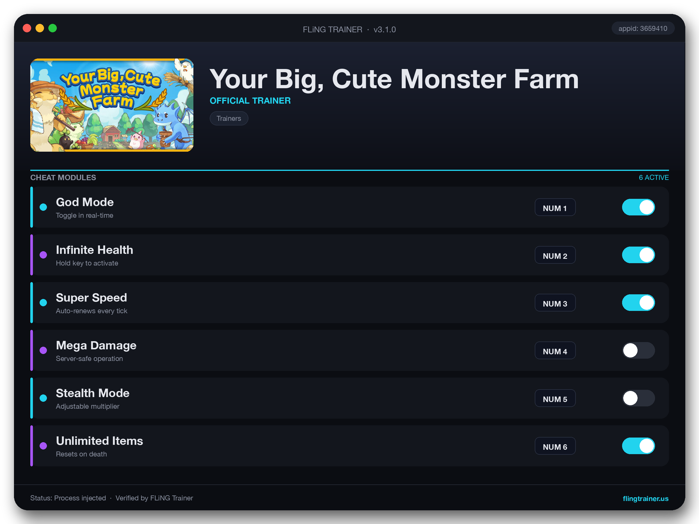 Your Big, Cute Monster Farm Trainer interface