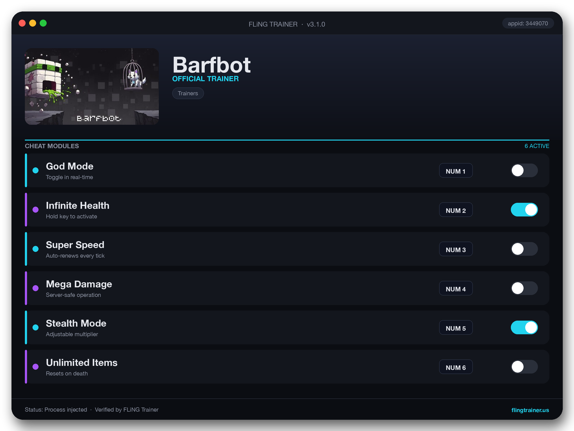 Barfbot Trainer interface