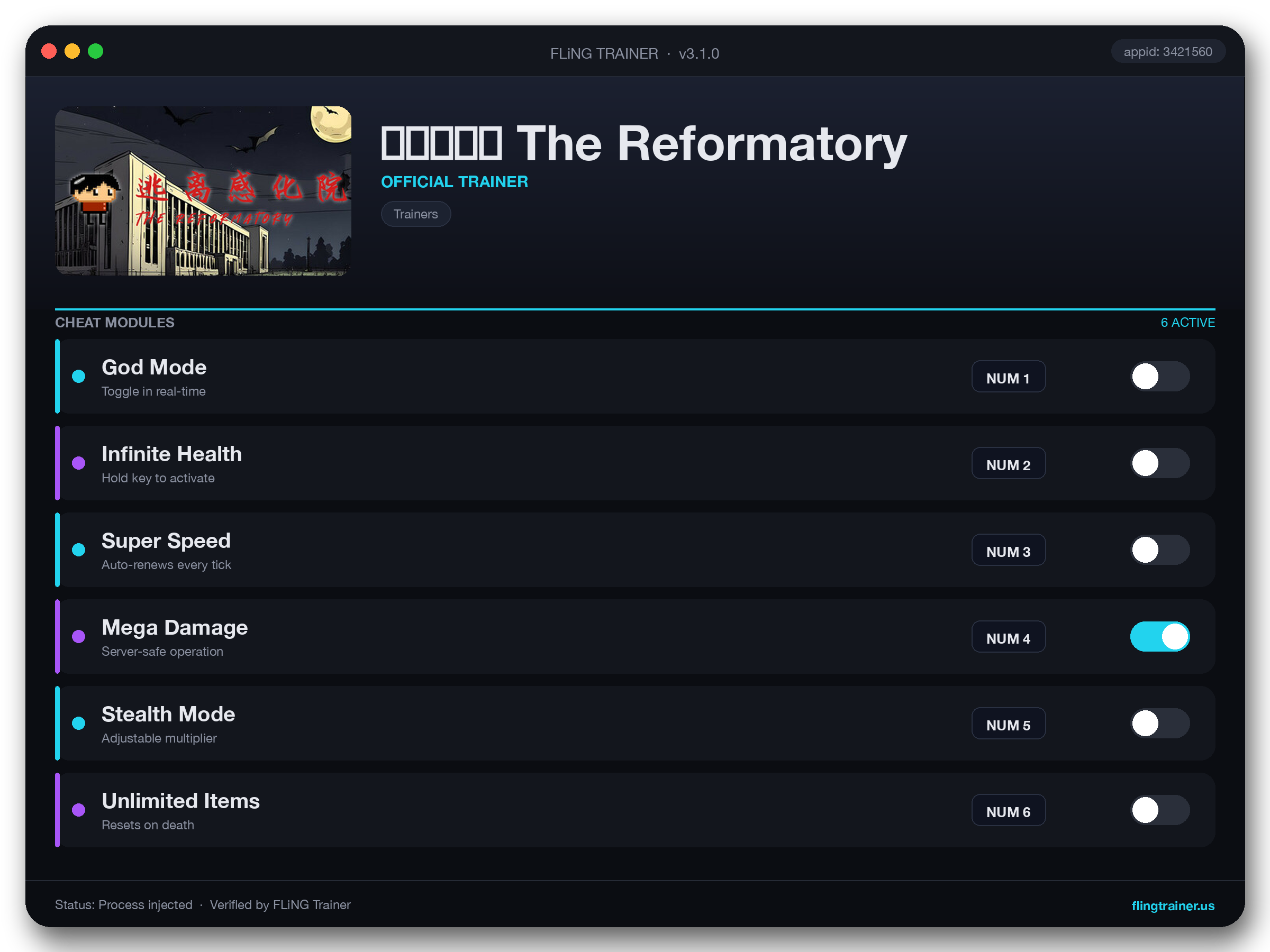 逃离感化院 The Reformatory Trainer interface