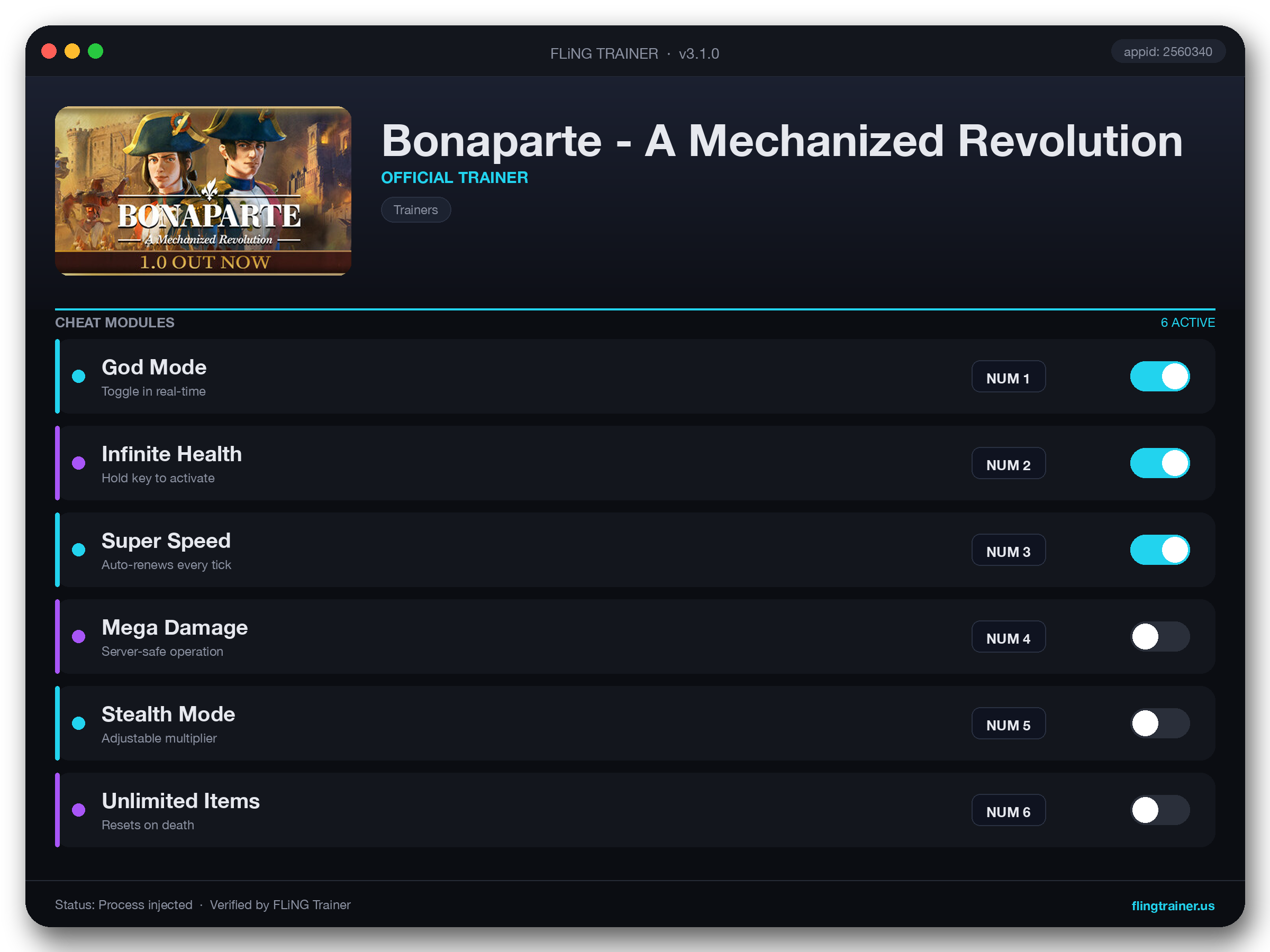 Bonaparte - A Mechanized Revolution Trainer interface