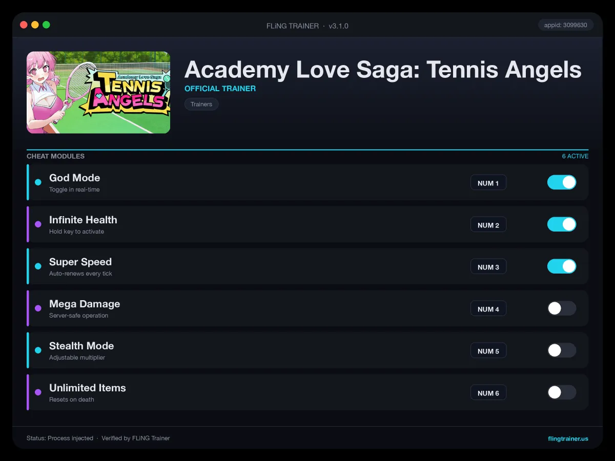 Academy Love Saga: Tennis Angels Trainer interface