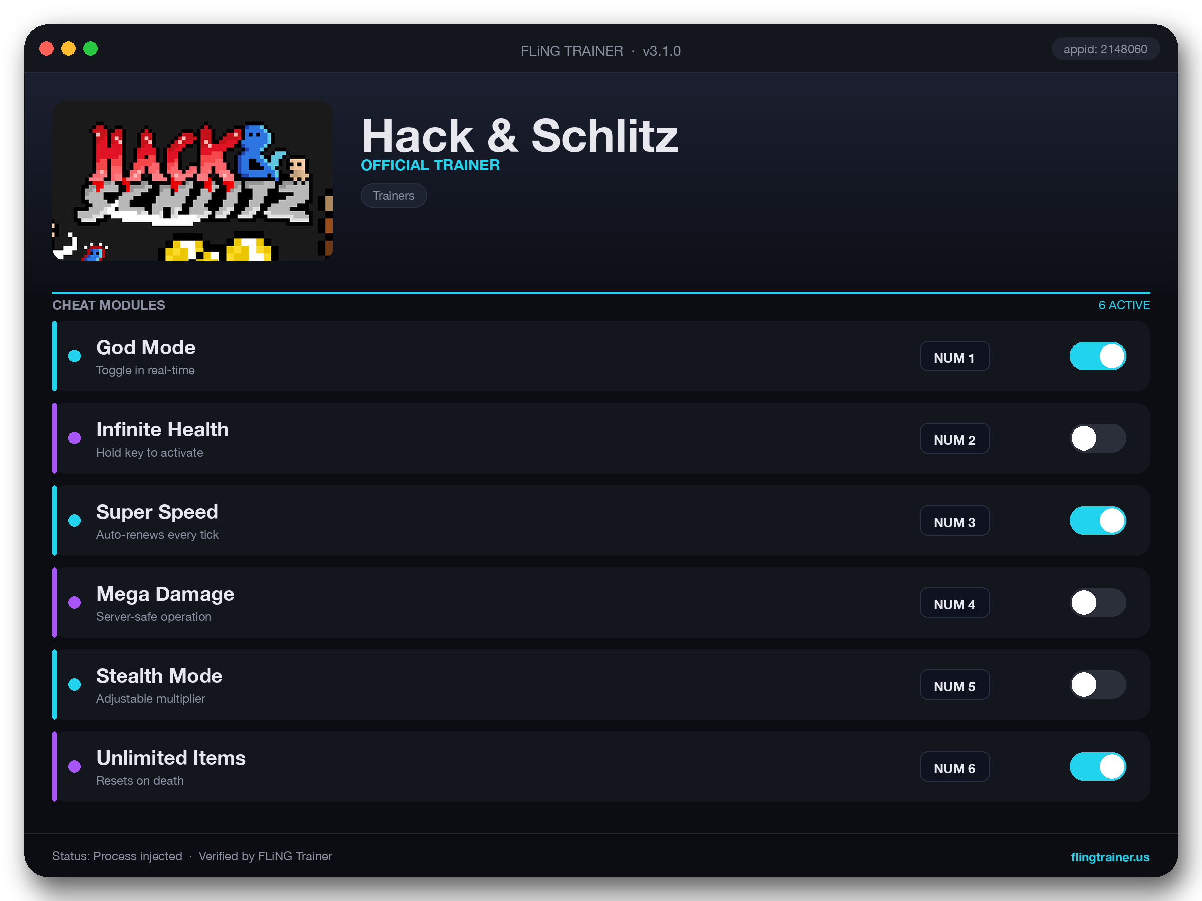 Hack & Schlitz Trainer interface