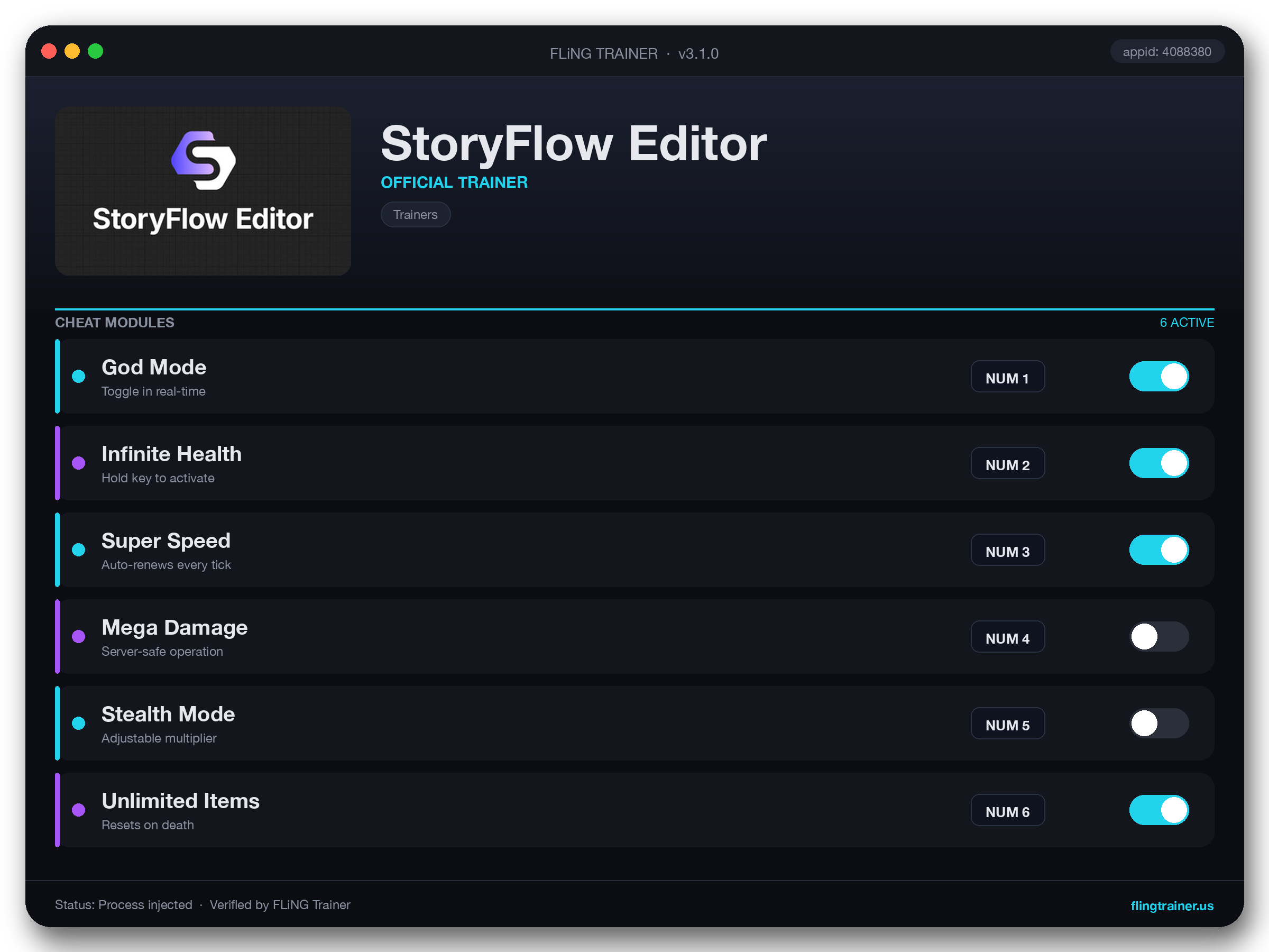 StoryFlow Editor Trainer interface