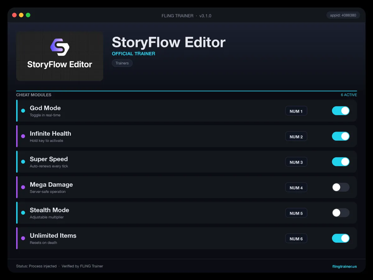 StoryFlow Editor Trainer interface