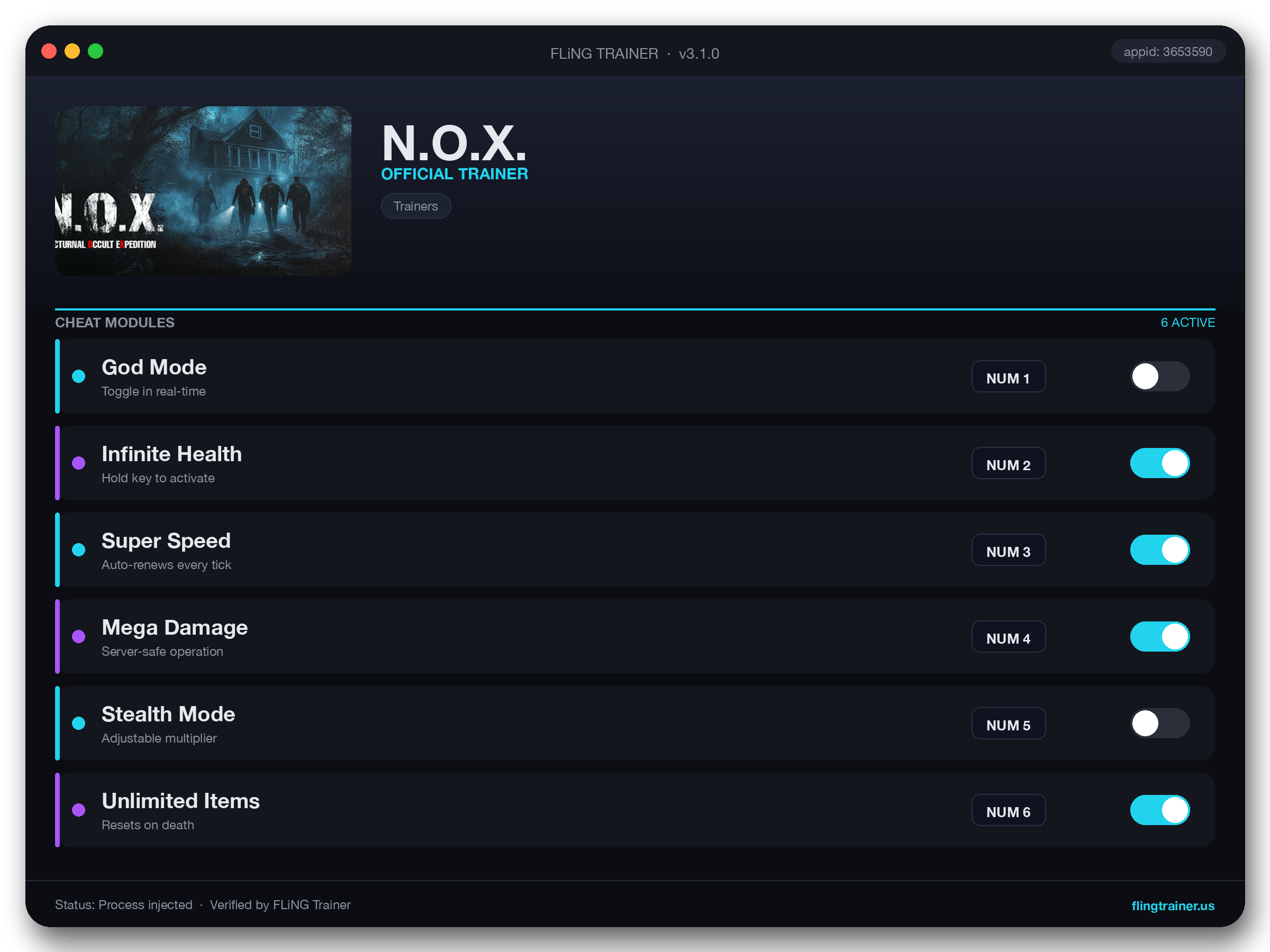 N.O.X. Trainer interface